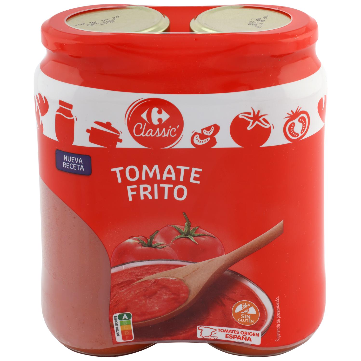 Tomate frito Carrefour sin gluten pack de 2 tarros de 550 g.