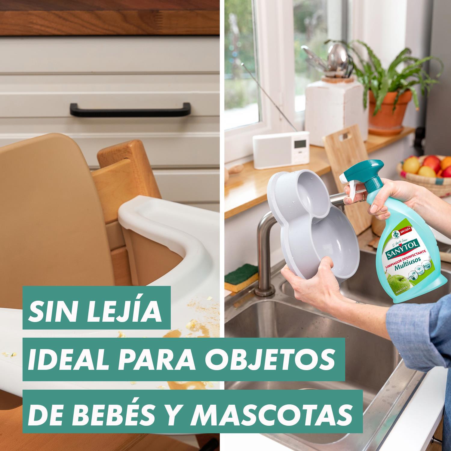 Limpiador desinfectante multiusos manzana sin lejía Sanytol 750 ml.