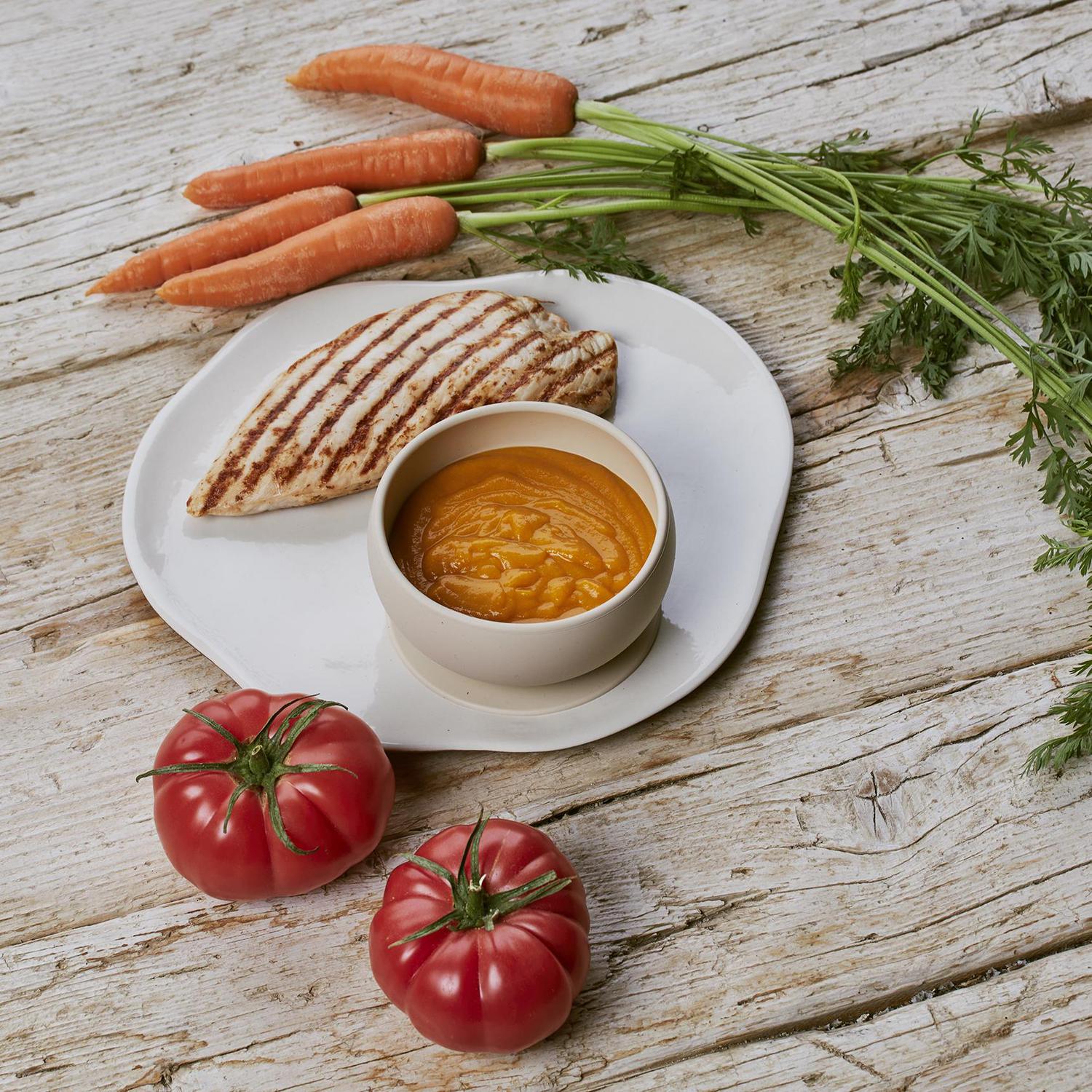 Tarrito de zanahoria y tomate con pavo desde 6 meses ecológico Gerber sin gluten 190 g.