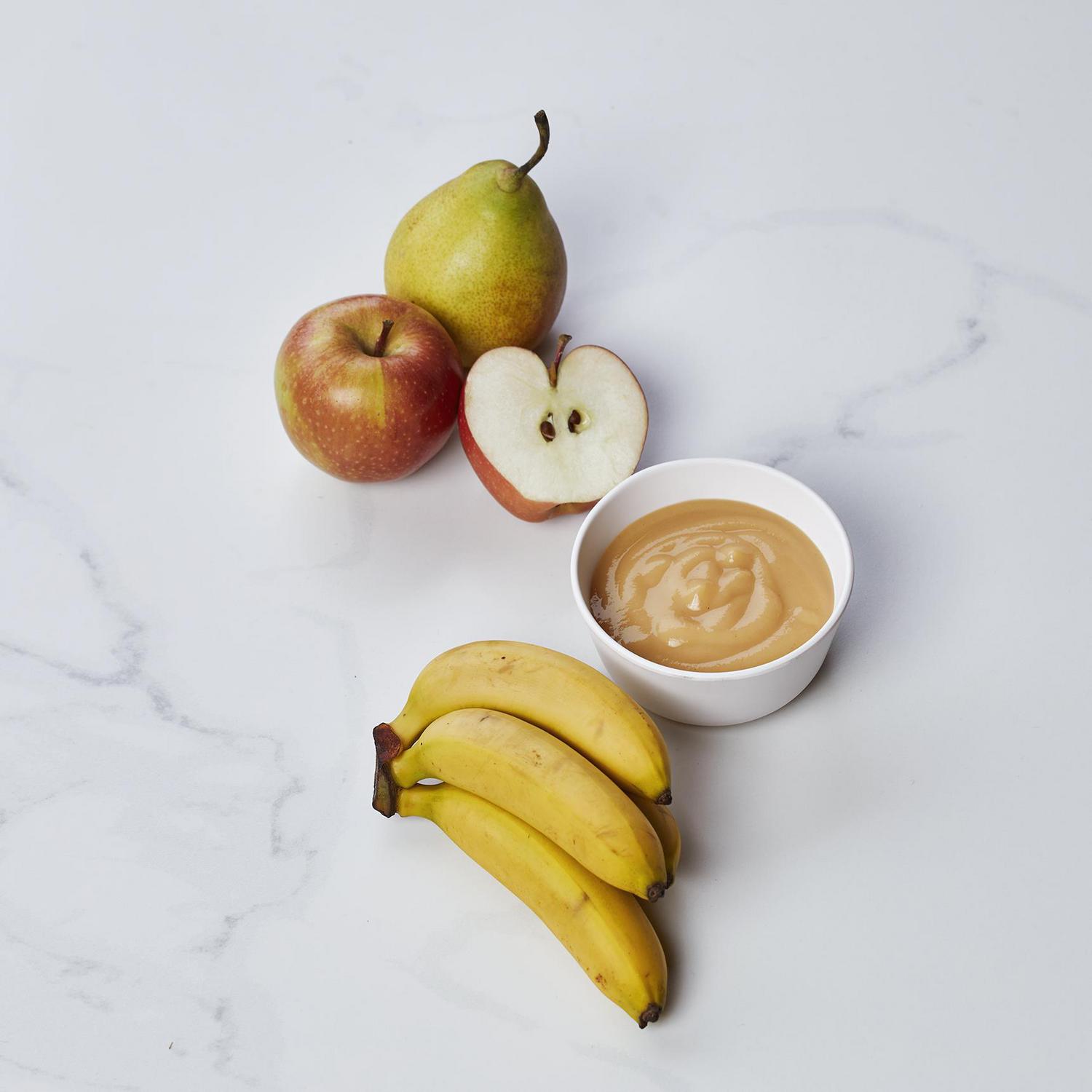 Bolsita de pera, manzana y plátano desde 4 meses ecológica Gerber sin gluten y sin azúcar añadido 90 g.
