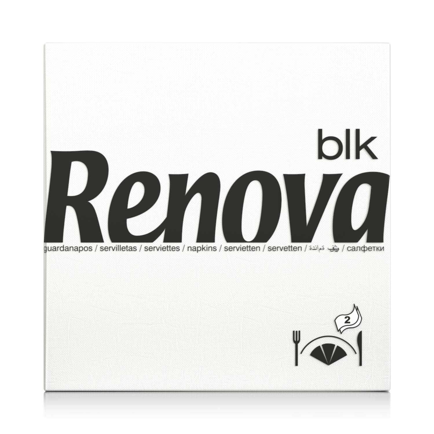 Servilletas de papel 2 capas 39x39 cm RENOVA 75 unid. - Blancas