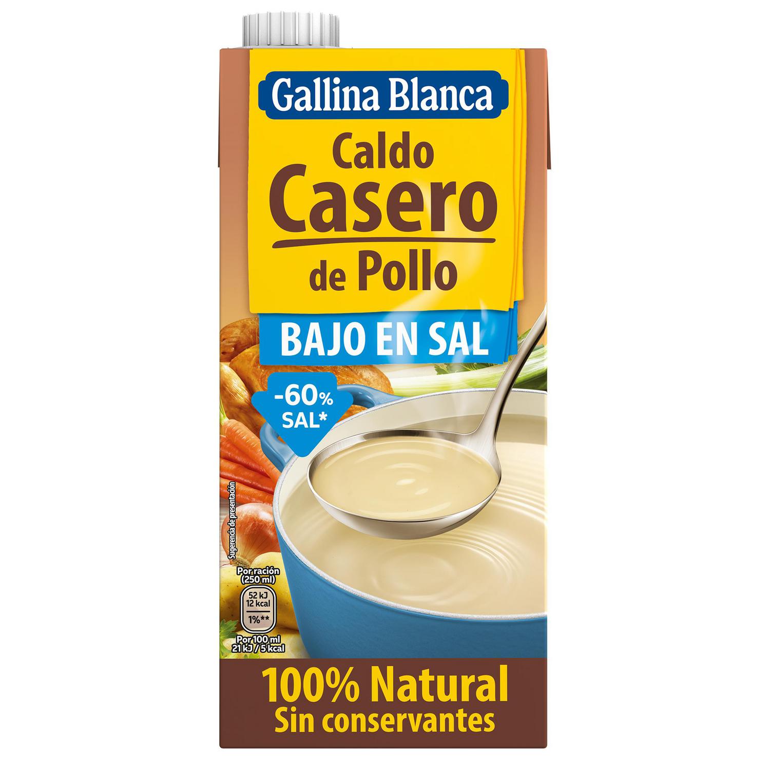 Caldo casero de pollo bajo en sal Gallina Blanca 1 l.