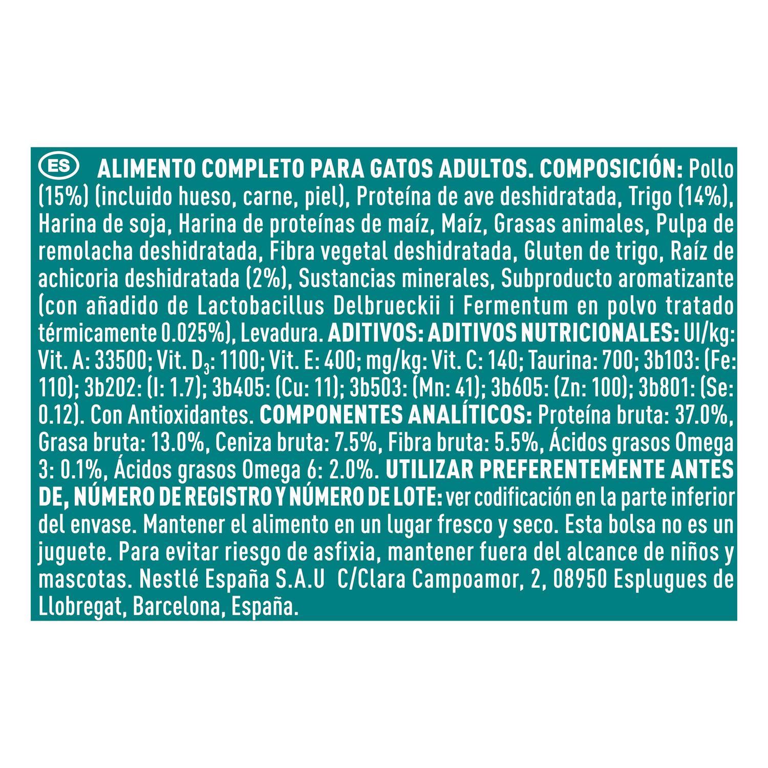 Pienso esterilizado control bolas de pelo de pollo para gato Purina One Bifensis 1,5 kg.