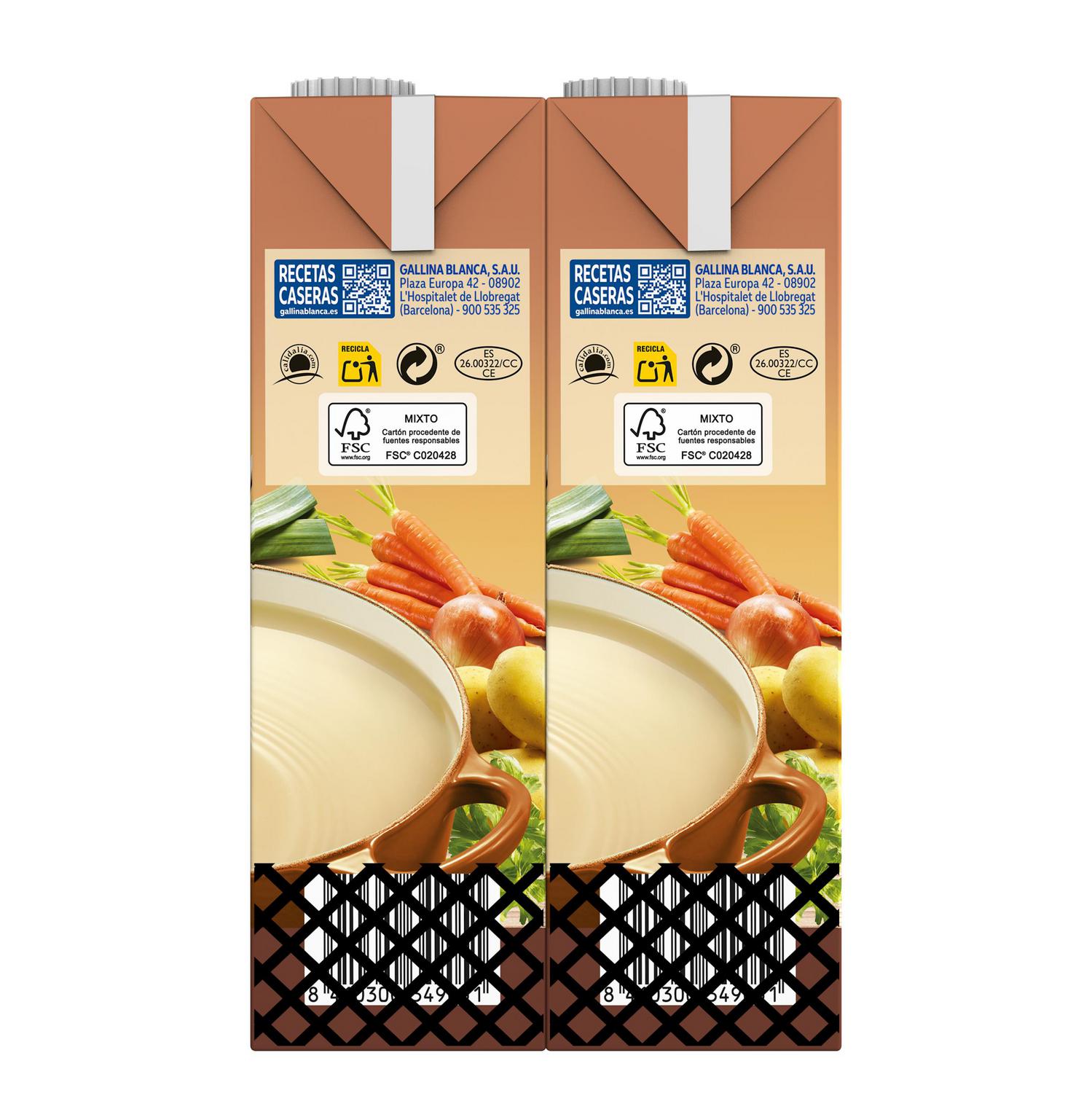 Caldo casero de pollo Gallina Blanca sin gluten pack de 4 brik de 1 l.