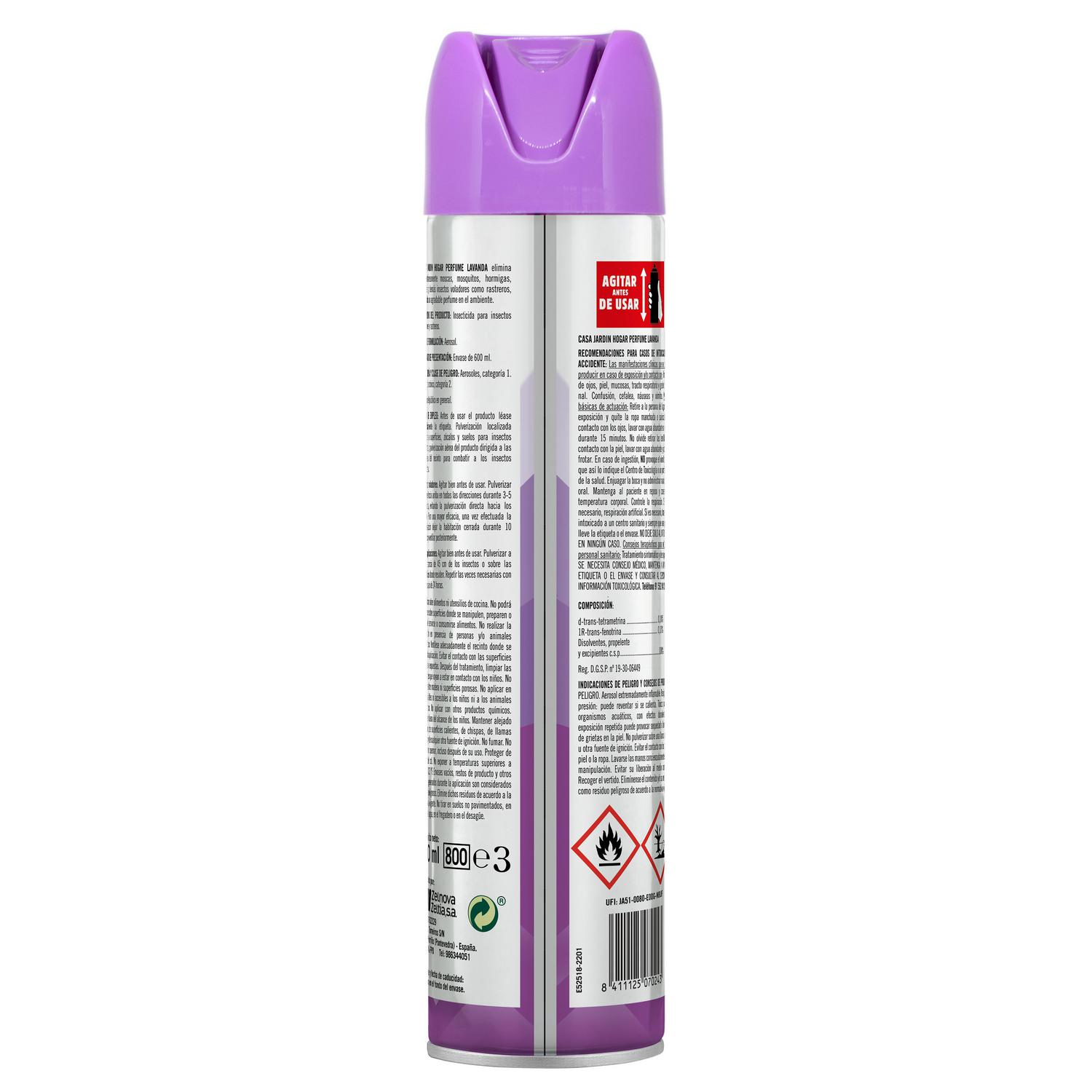 Insecticida hogar lavanda Casa Jardín 600 ml.