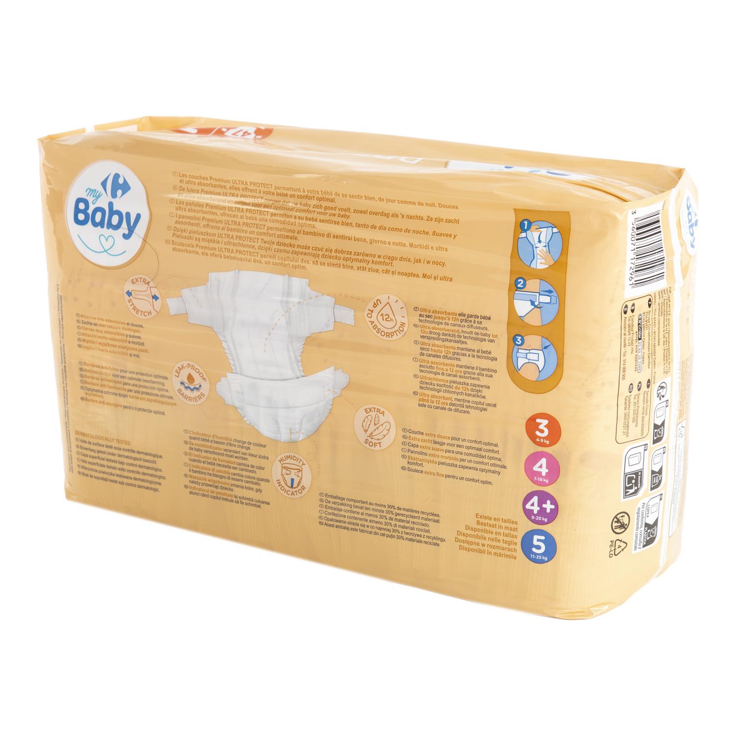 Pañales premium ultra protect My Carrefour Baby T3 (4-9 kg) 47 ud.