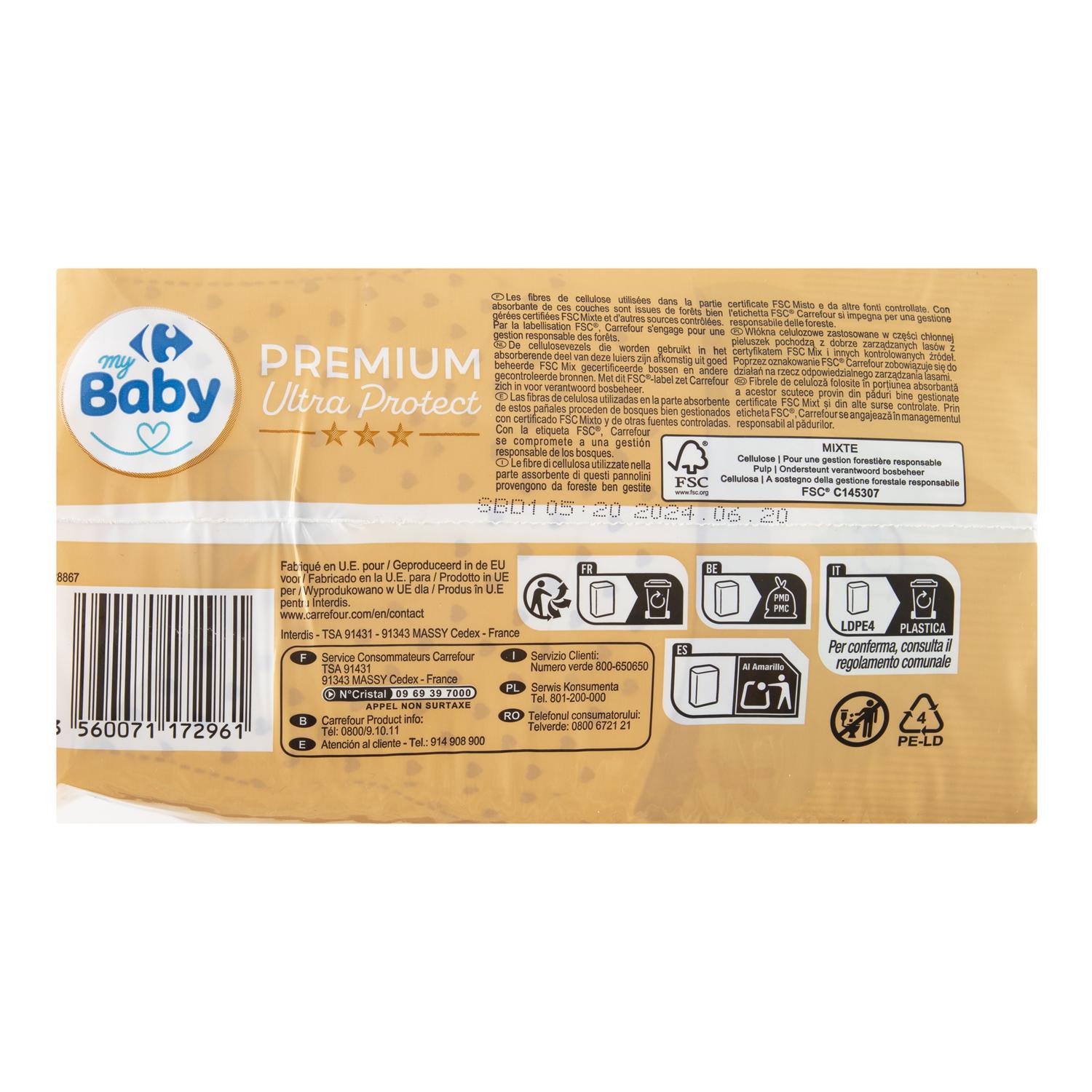 Pañales premium ultra protect My Carrefour Baby T3 (4-9 kg) 47 ud.