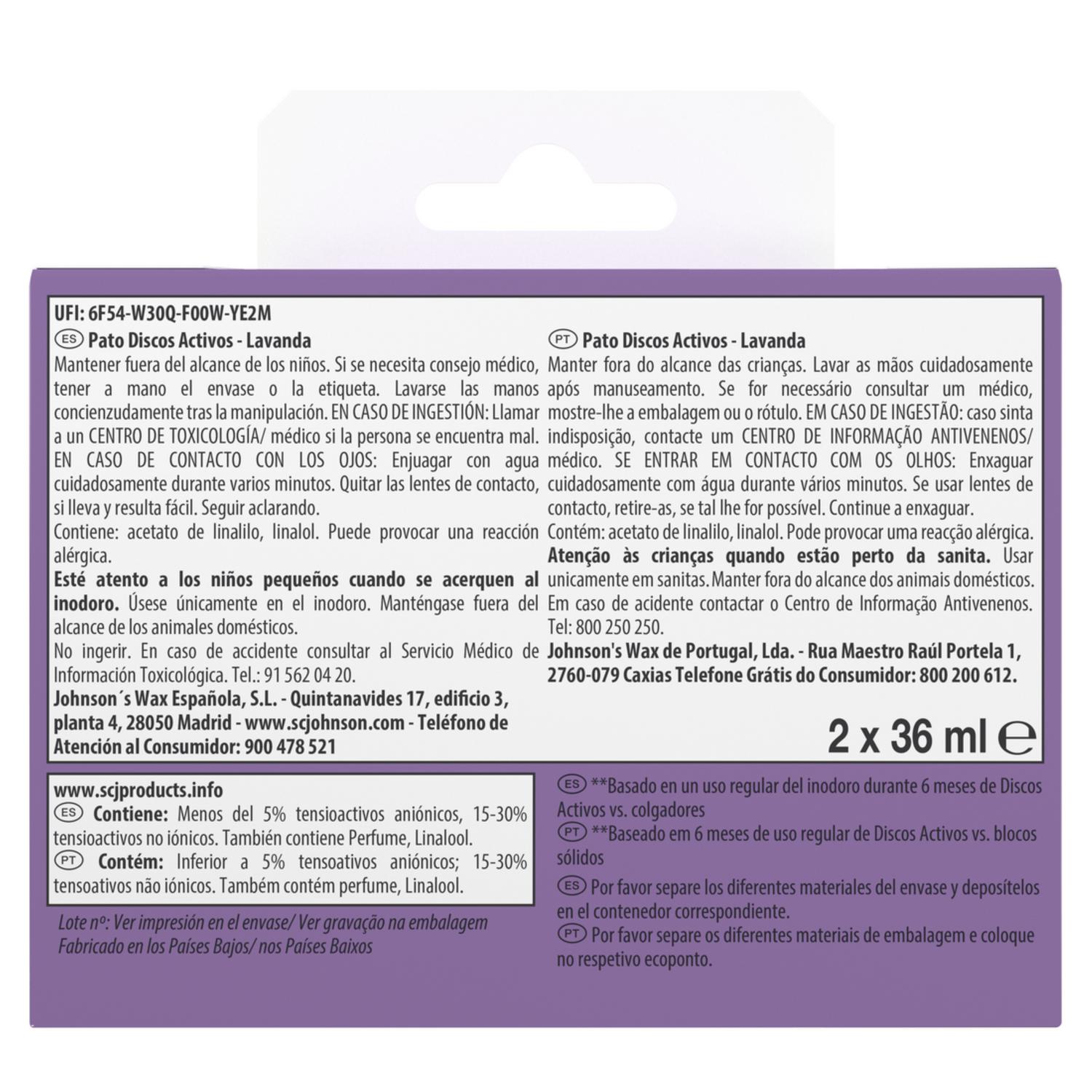 Discos WC activos aroma lavanda recambio Pato 2 ud.