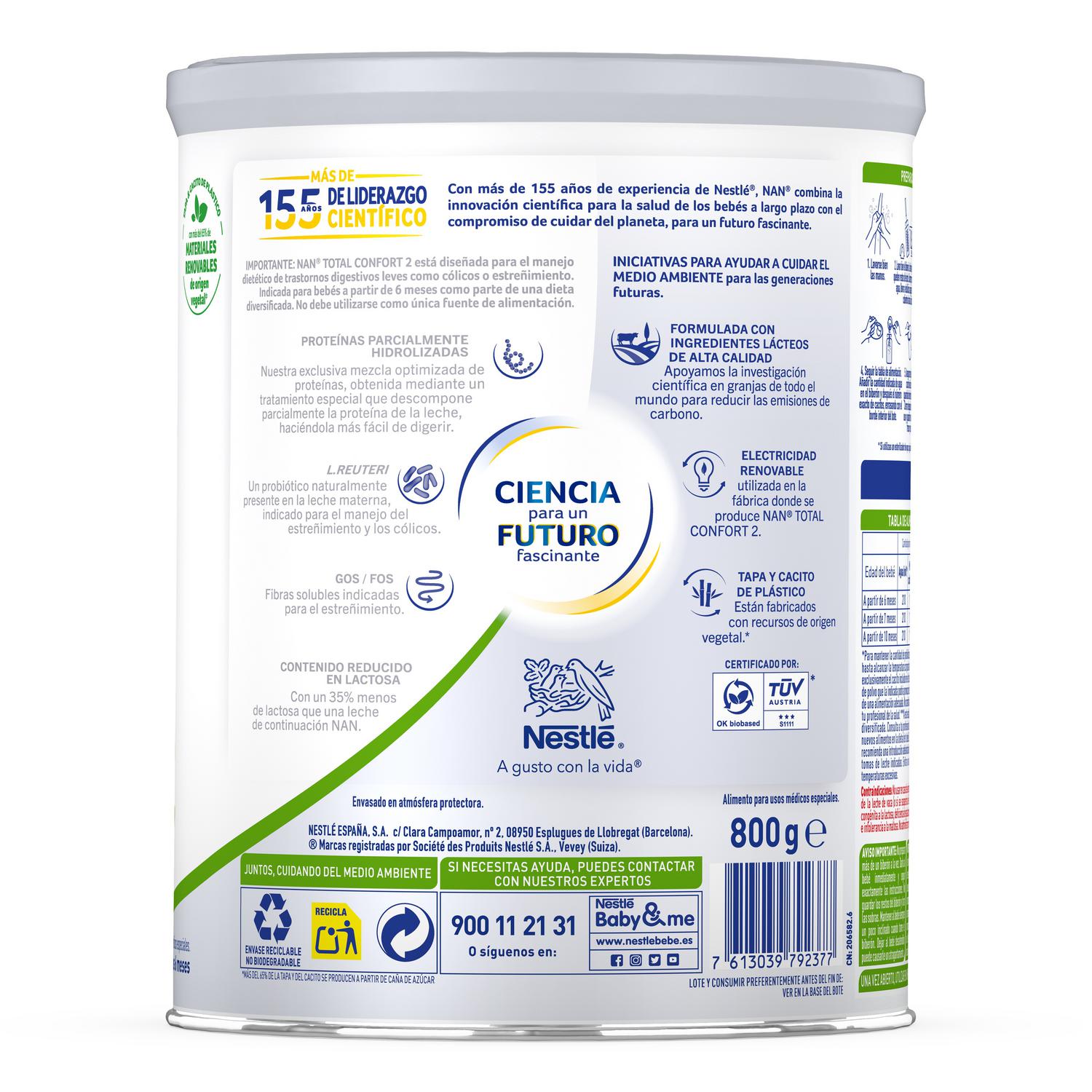 Leche infantil desde 6 meses en polvo Nestlé Nan Expert Pro Total Confort 2 lata 800 g.