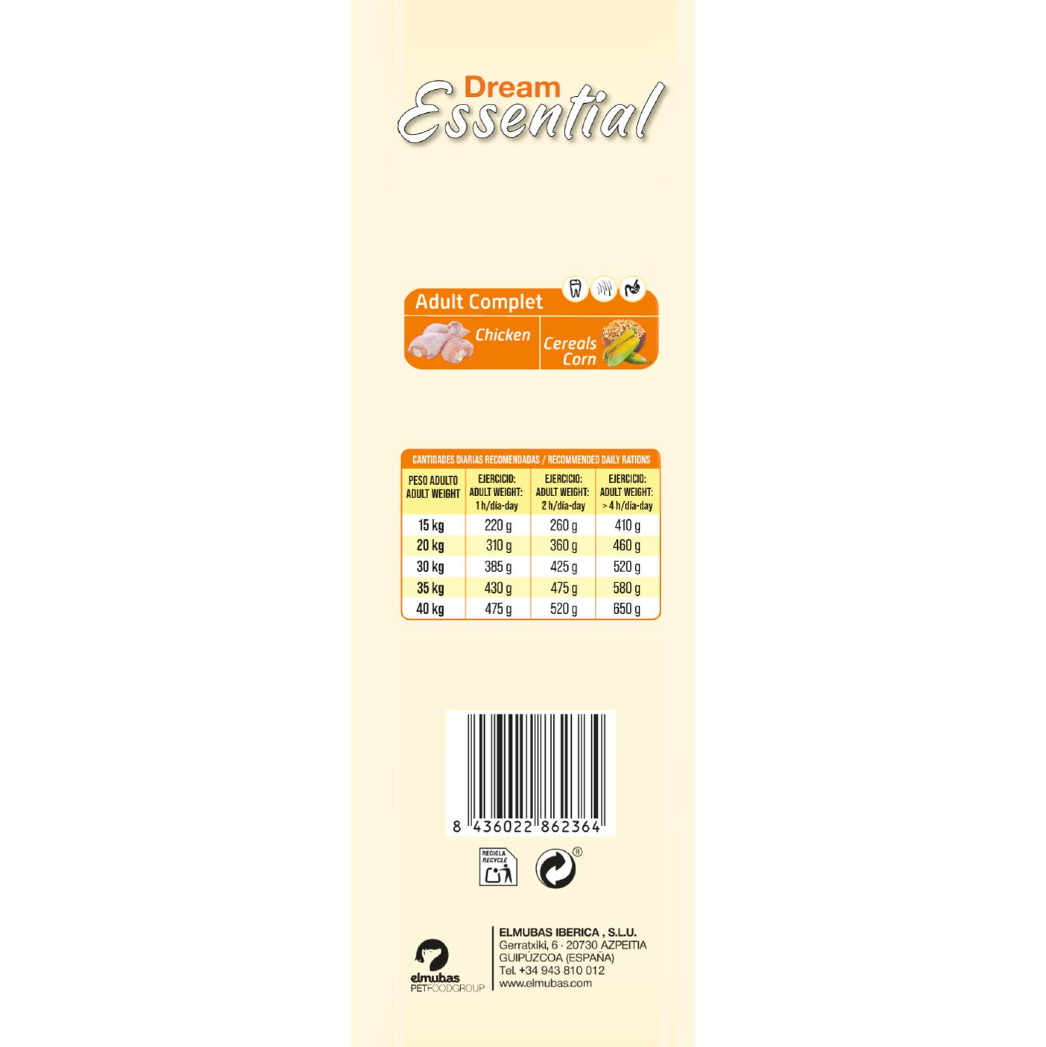Comida de pollo y cereales para perros adultos Dream Essential 4 kg