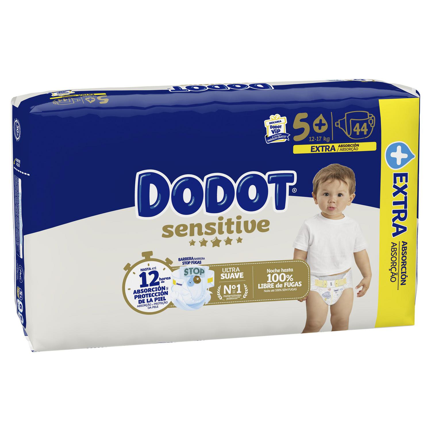 Pañales Dodot Sensitive T5+ (12-17 kg) 44 ud.