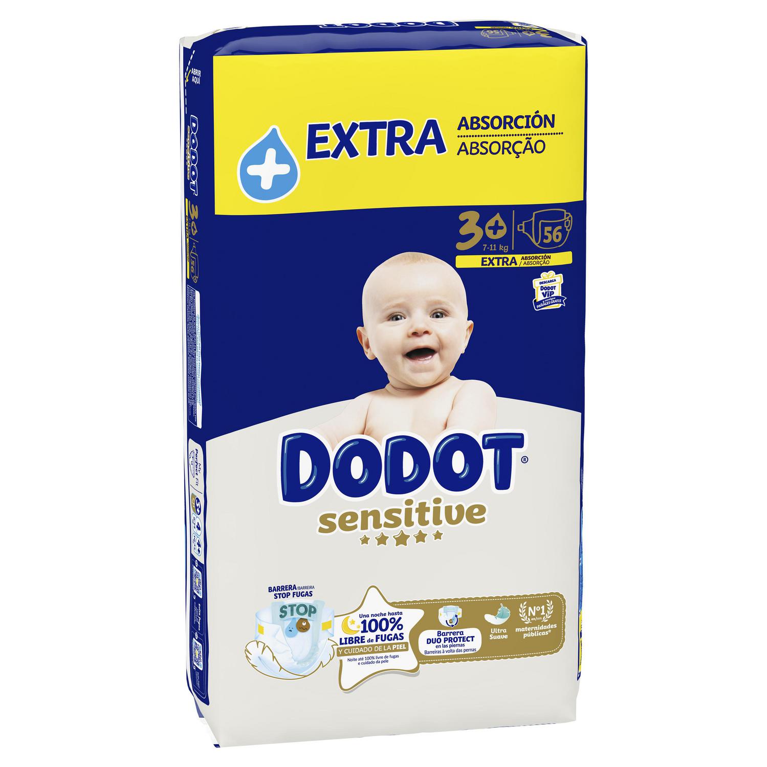 Pañales Dodot Sensitive T3+ (7-11 kg.) 56 ud.