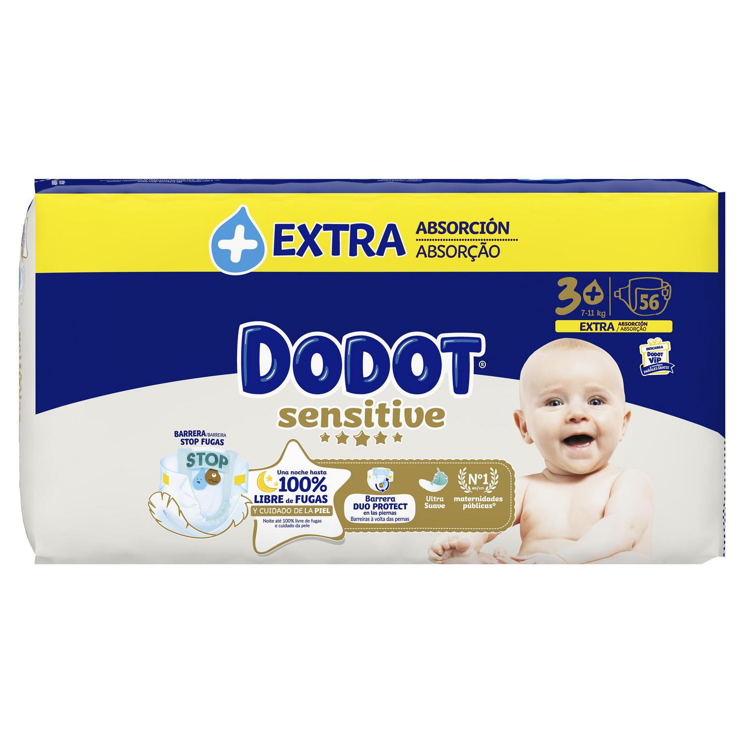 Pañales Dodot Sensitive T3+ (7-11 kg.) 56 ud.