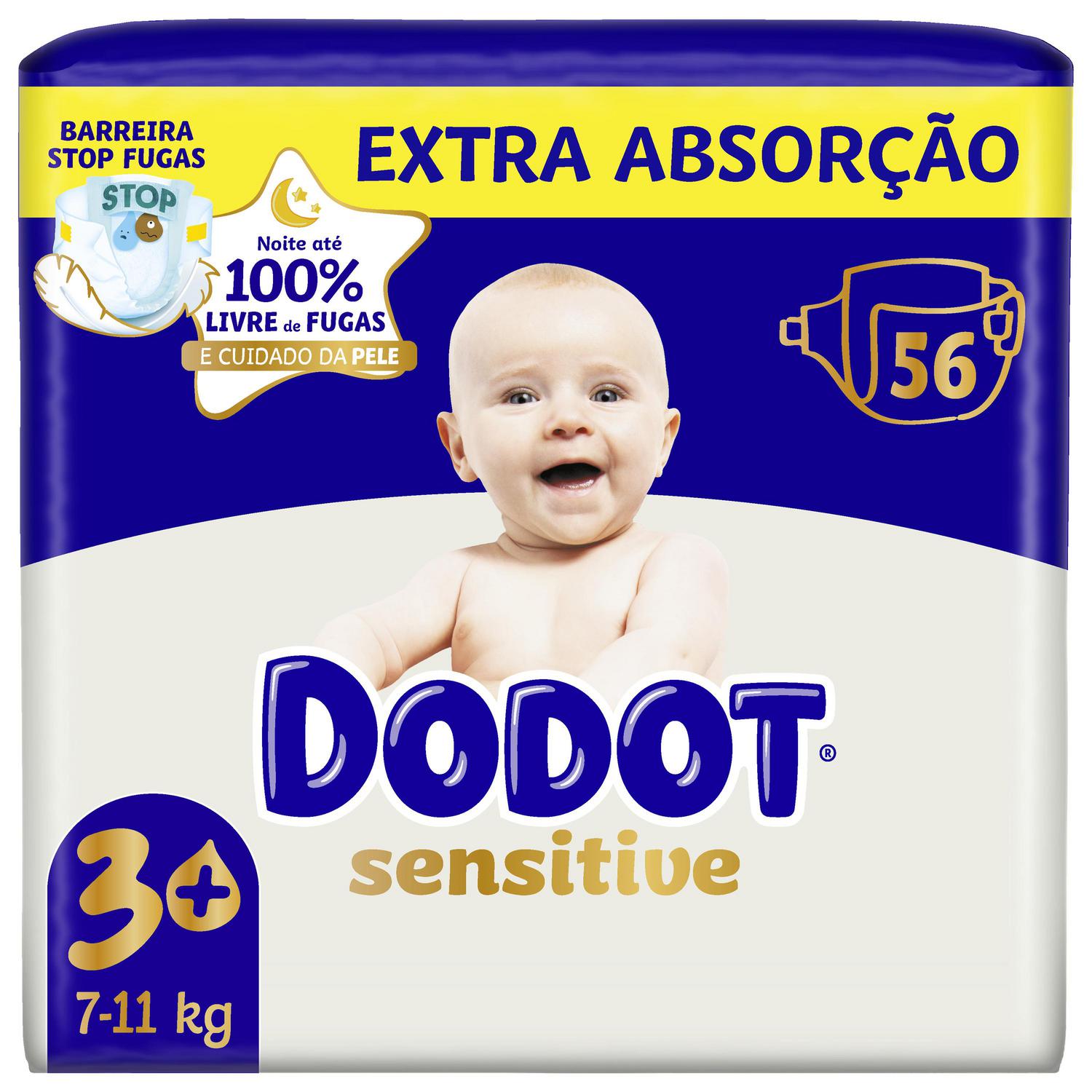 Pañales Dodot Sensitive T3+ (7-11 kg.) 56 ud.