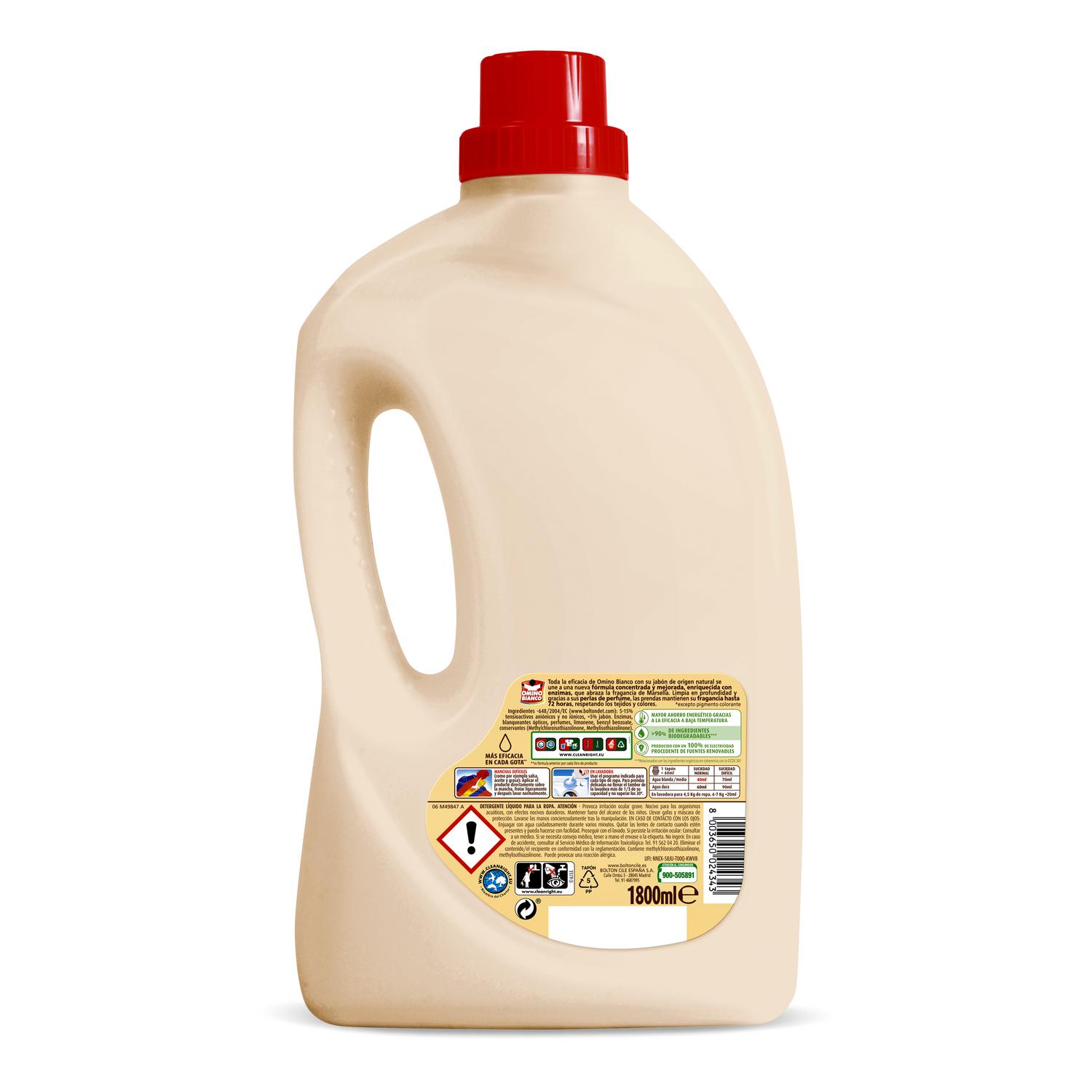 Detergente líquido jabón de Marsella Omino Bianco 45 lavados
