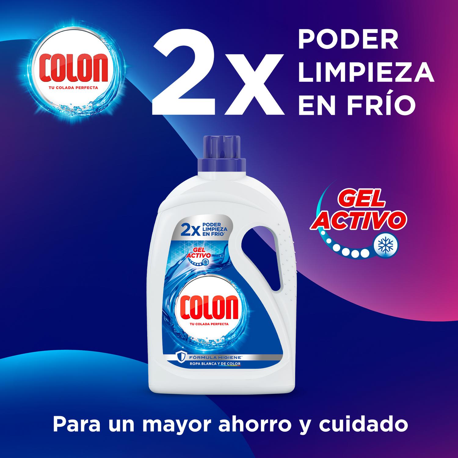 Detergente gel activo fórmula higiene Colon 100 lavados.