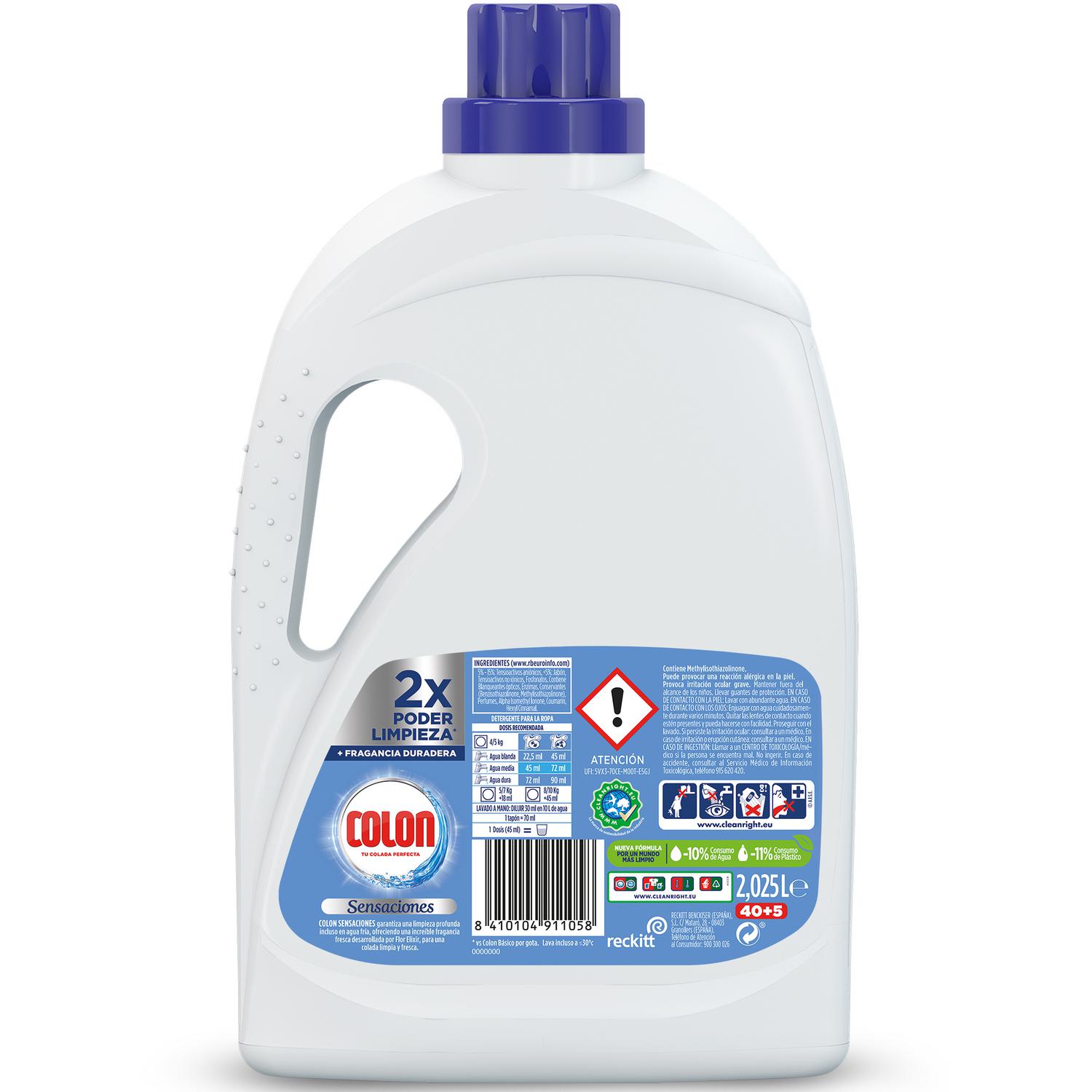 Detergente líquido Sensaciones Azul Colon 45 lavados.