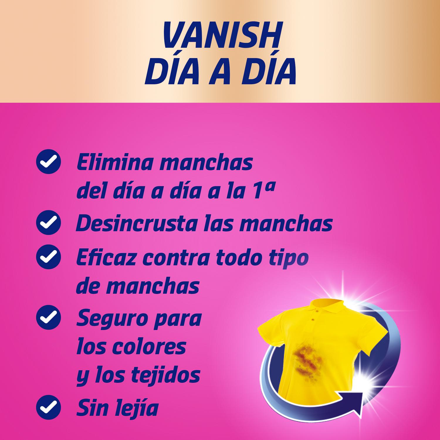 Quitamanchas del día a día para la ropa 4 en 1 pretratante spray Vanish 750 ml.