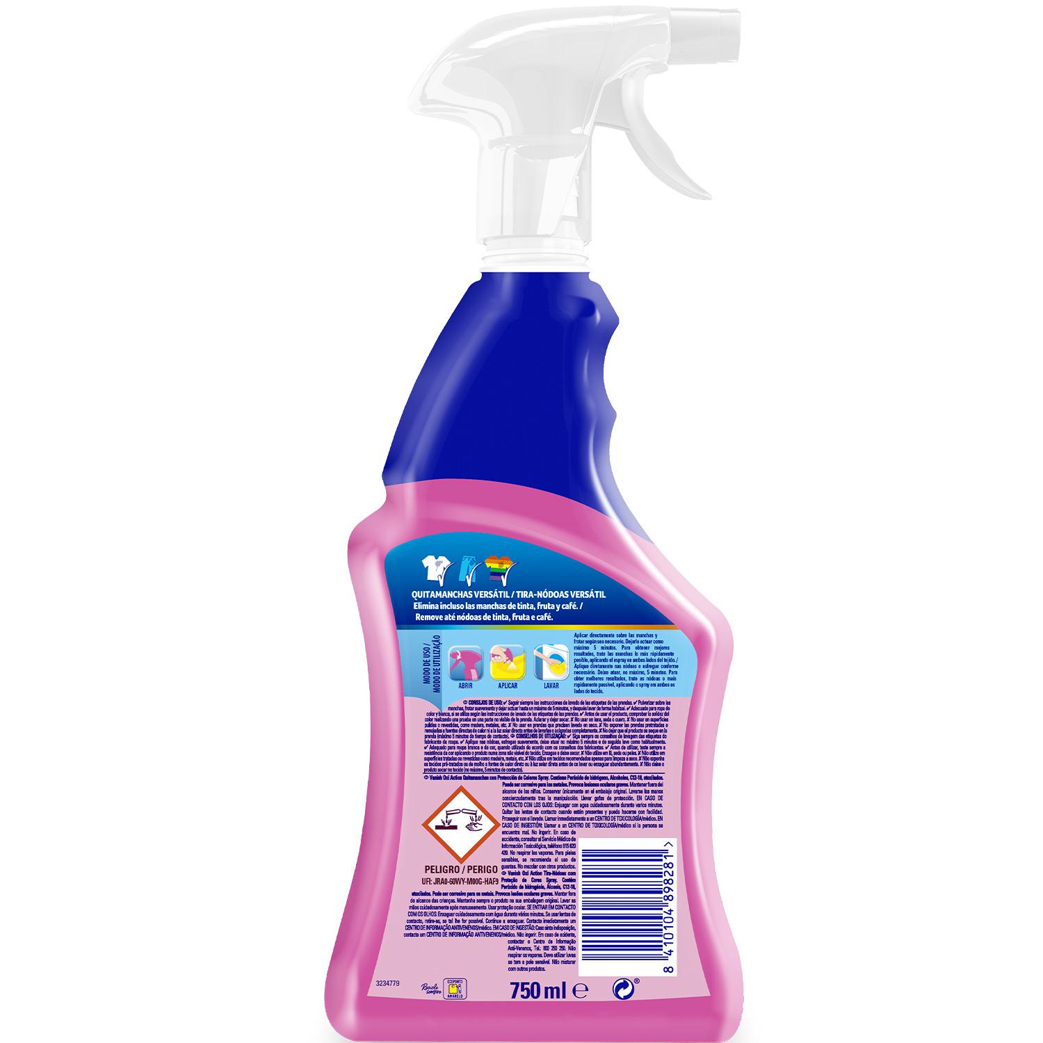 Quitamanchas del día a día para la ropa 4 en 1 pretratante spray Vanish 750 ml.