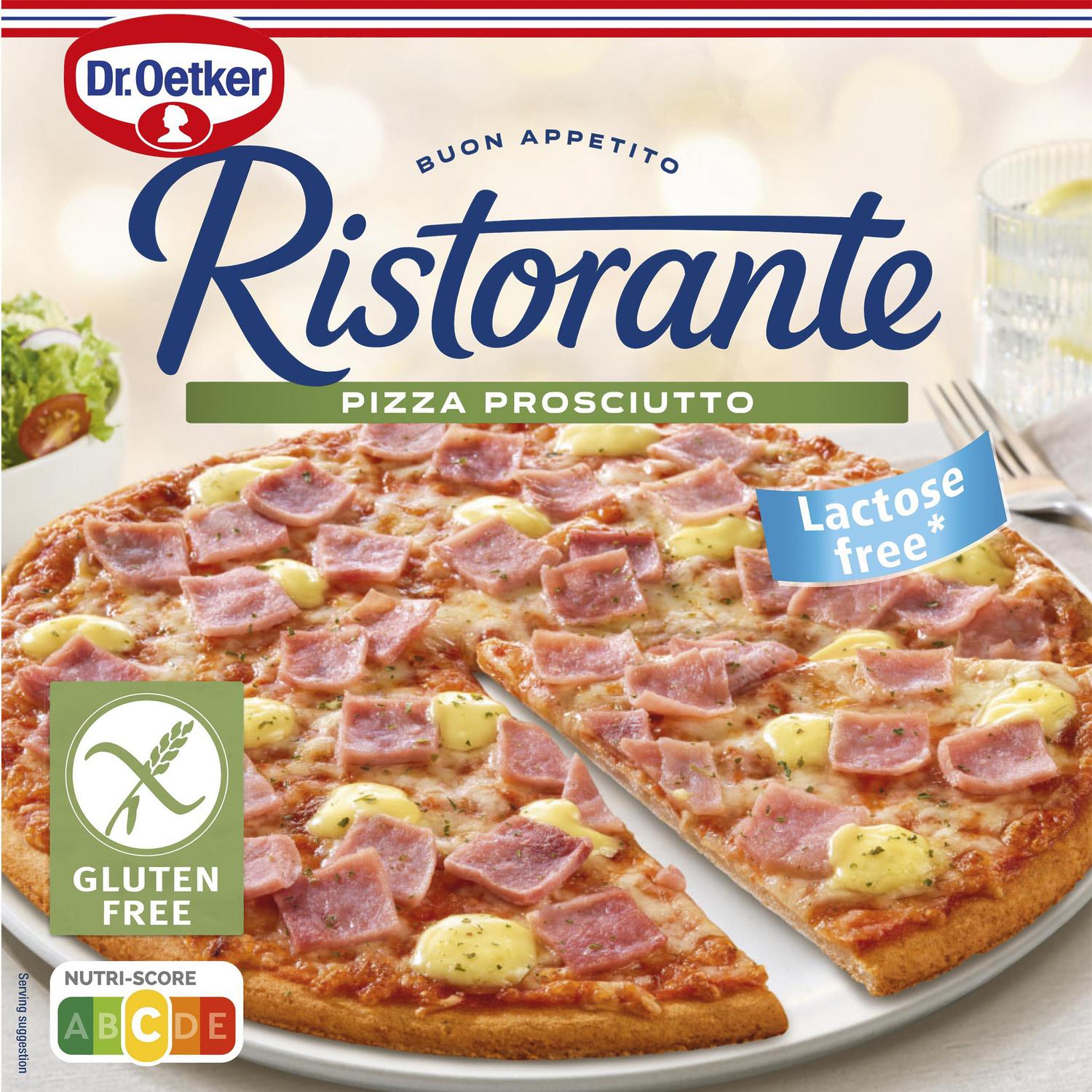 Pizza prosciutto Ristorante Dr. Oetker sin gluten y sin lactosa 345 g.