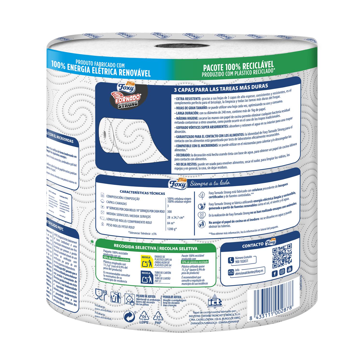 Papel de cocina Tornado Strong Foxy 1 rollo