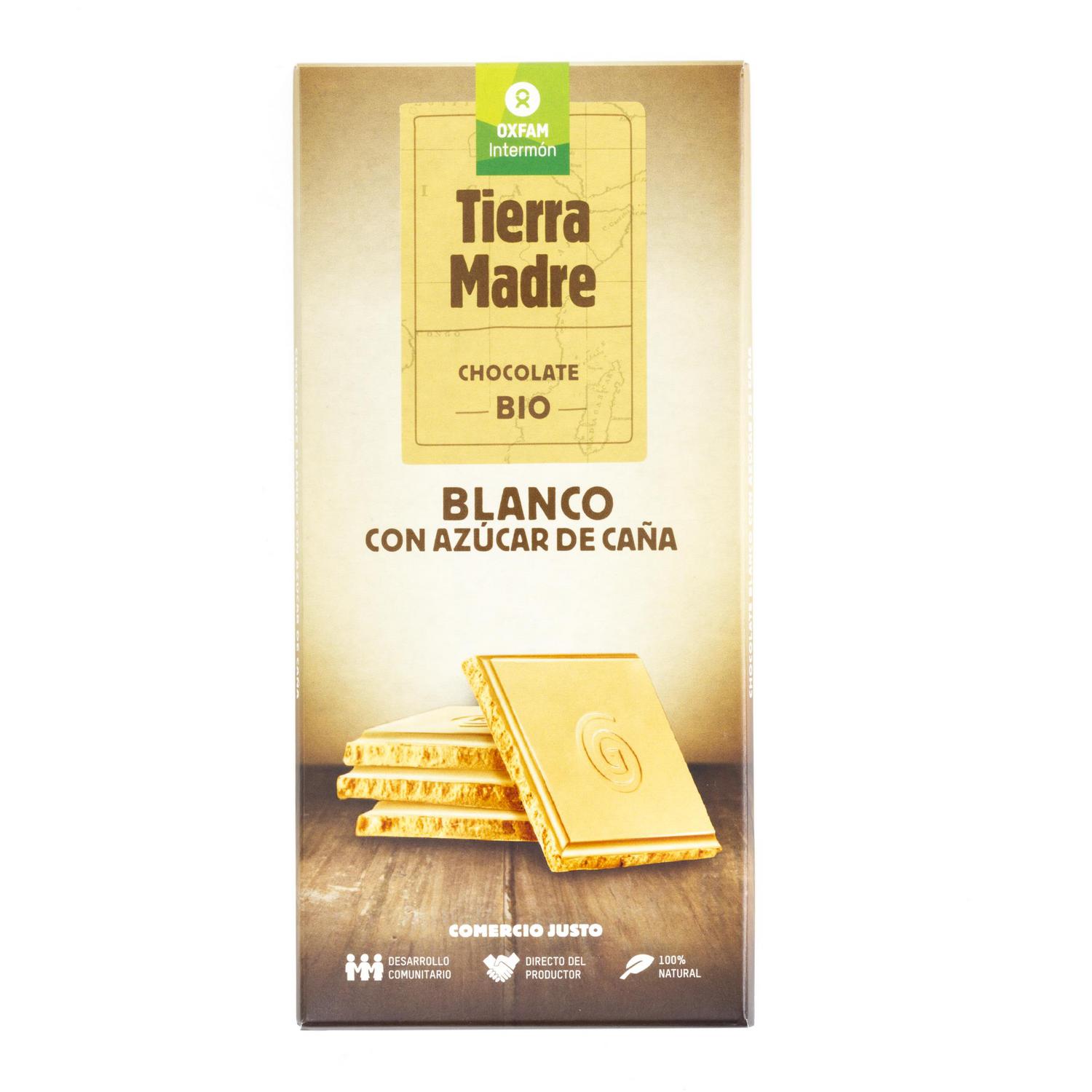 Chocolate blanco con azúcar de caña ecológico Intermón Oxfam 100 g.