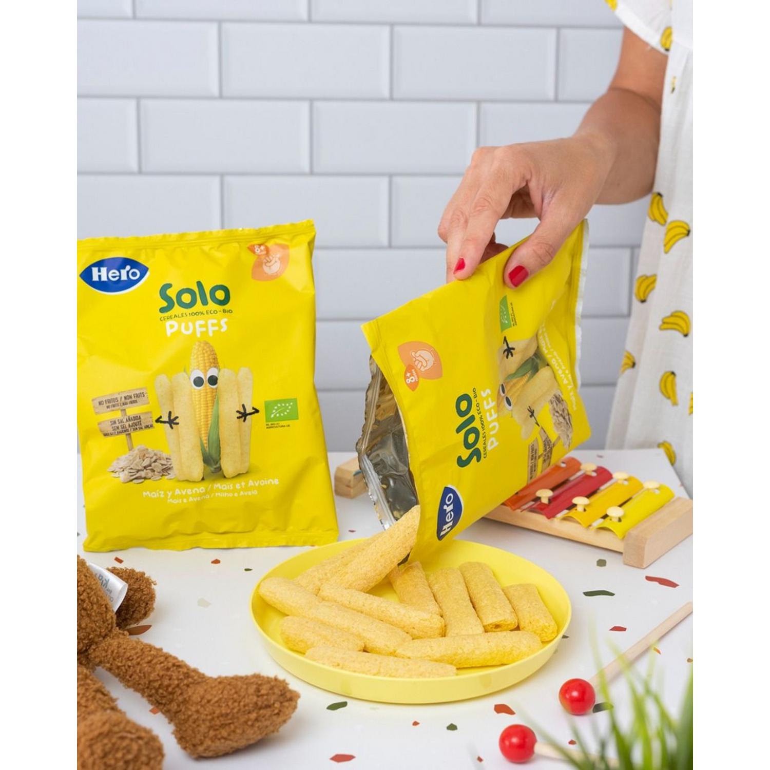 Snack puffs maíz y avena ecológico Hero Solo 25 g.