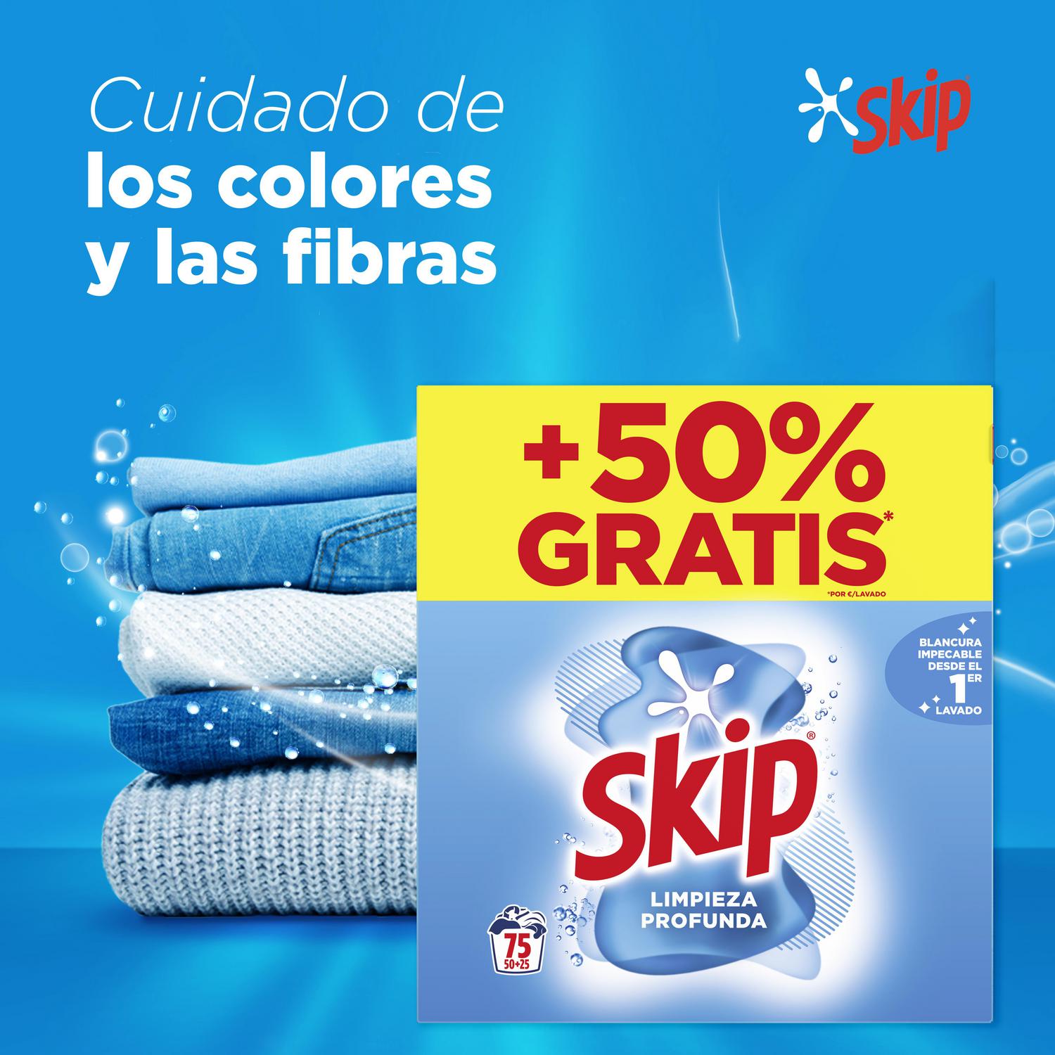 Detergente en polvo limpieza profunda Skip 75 lavados