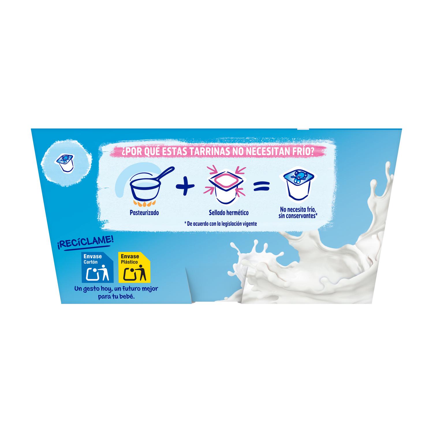 Postre lácteo natural desde 6 meses Nestlé Yogolino sin gluten pack de 4 unidades de 100 g.
