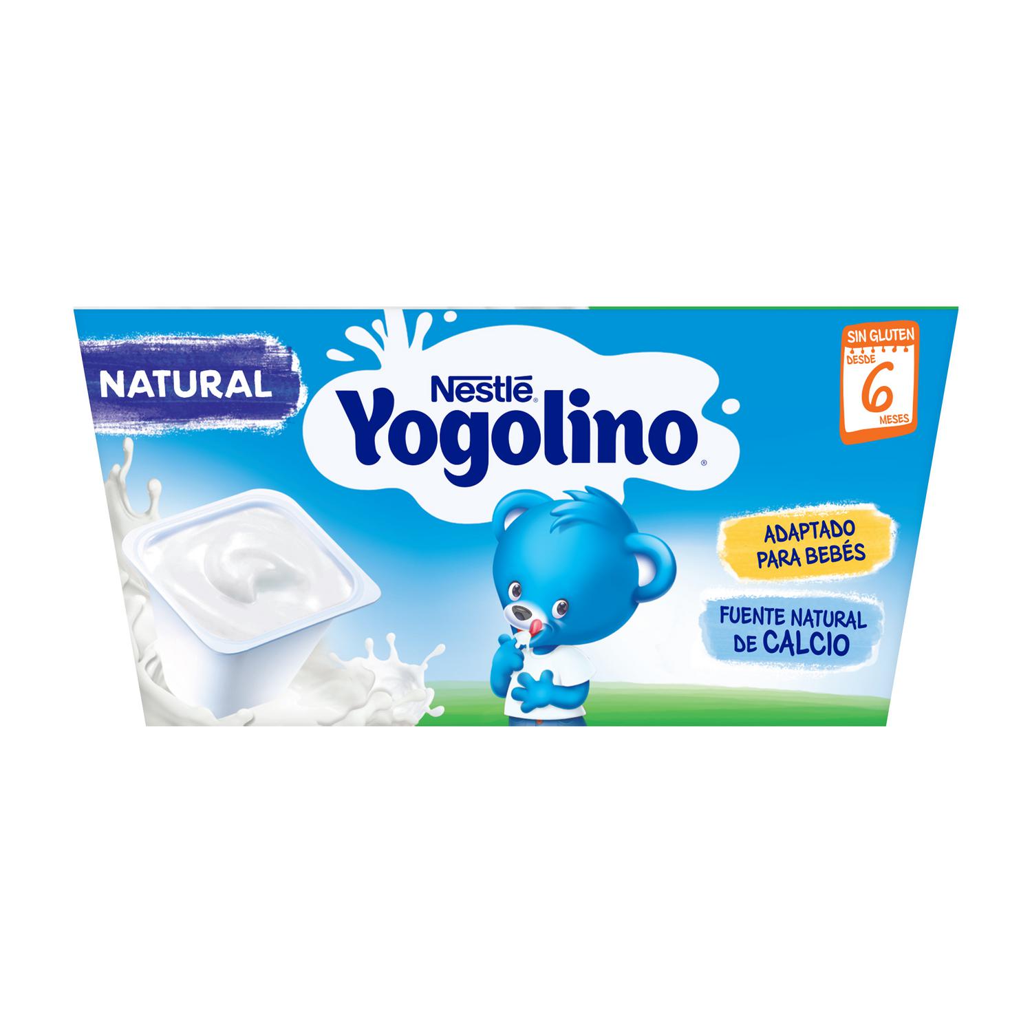 Postre lácteo natural desde 6 meses Nestlé Yogolino sin gluten pack de 4 unidades de 100 g.
