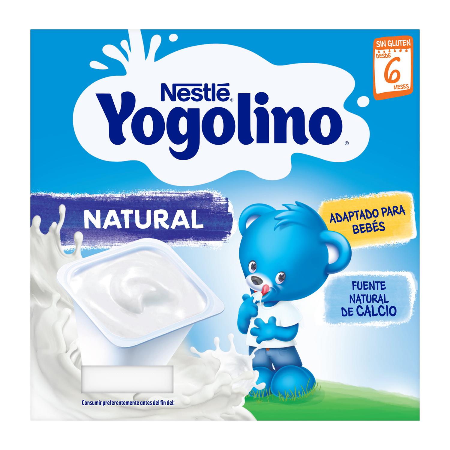 Postre lácteo natural desde 6 meses Nestlé Yogolino sin gluten pack de 4 unidades de 100 g.