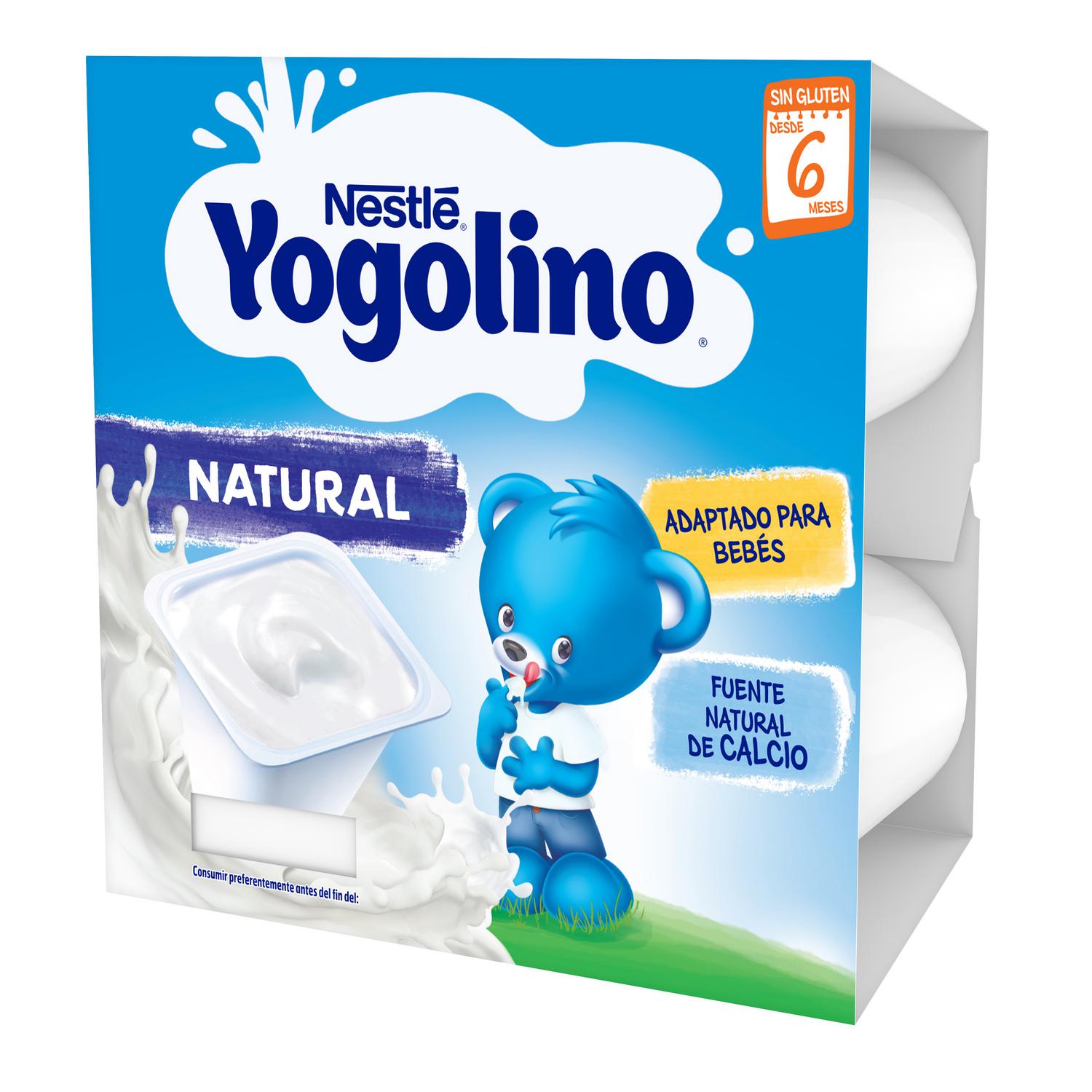 Postre lácteo natural desde 6 meses Nestlé Yogolino sin gluten pack de 4 unidades de 100 g.