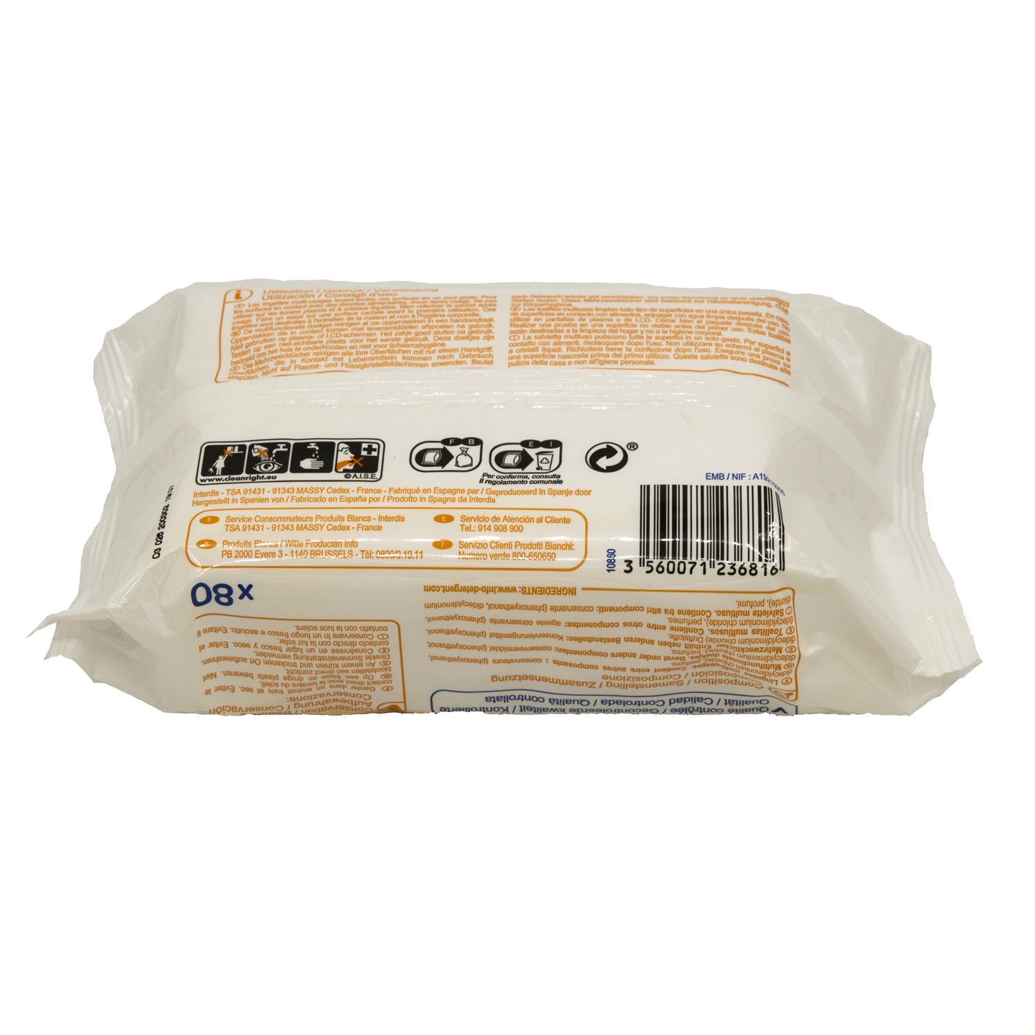 Toallitas multiusos aroma limón Carrefour 80 ud.
