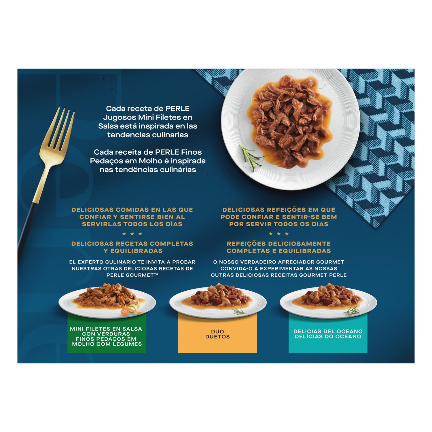Comida húmeda surtido delicias en salsa para gato adulto Purina Gourmet Perle 8x85 g.