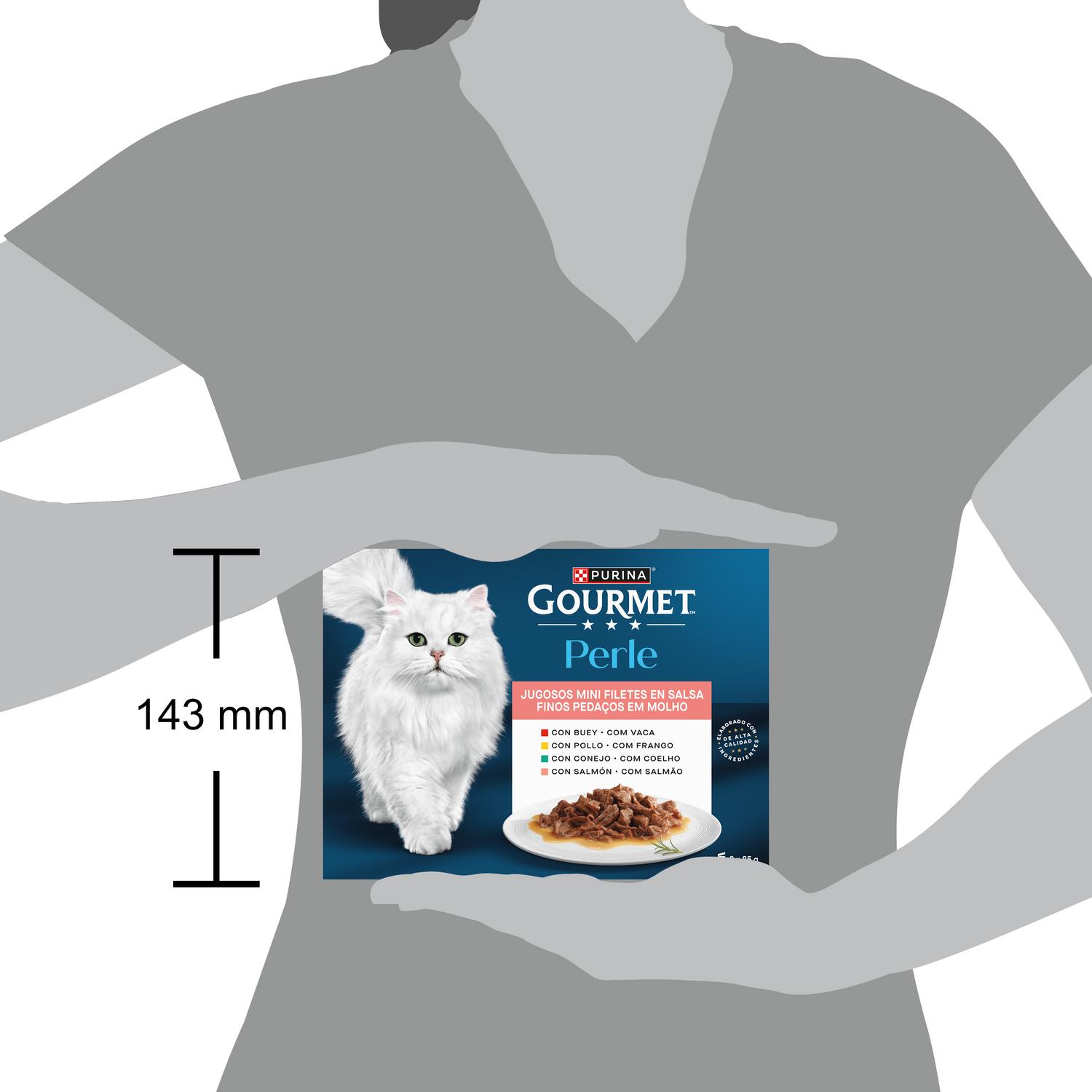 Comida húmeda surtido delicias en salsa para gato adulto Purina Gourmet Perle 8x85 g.