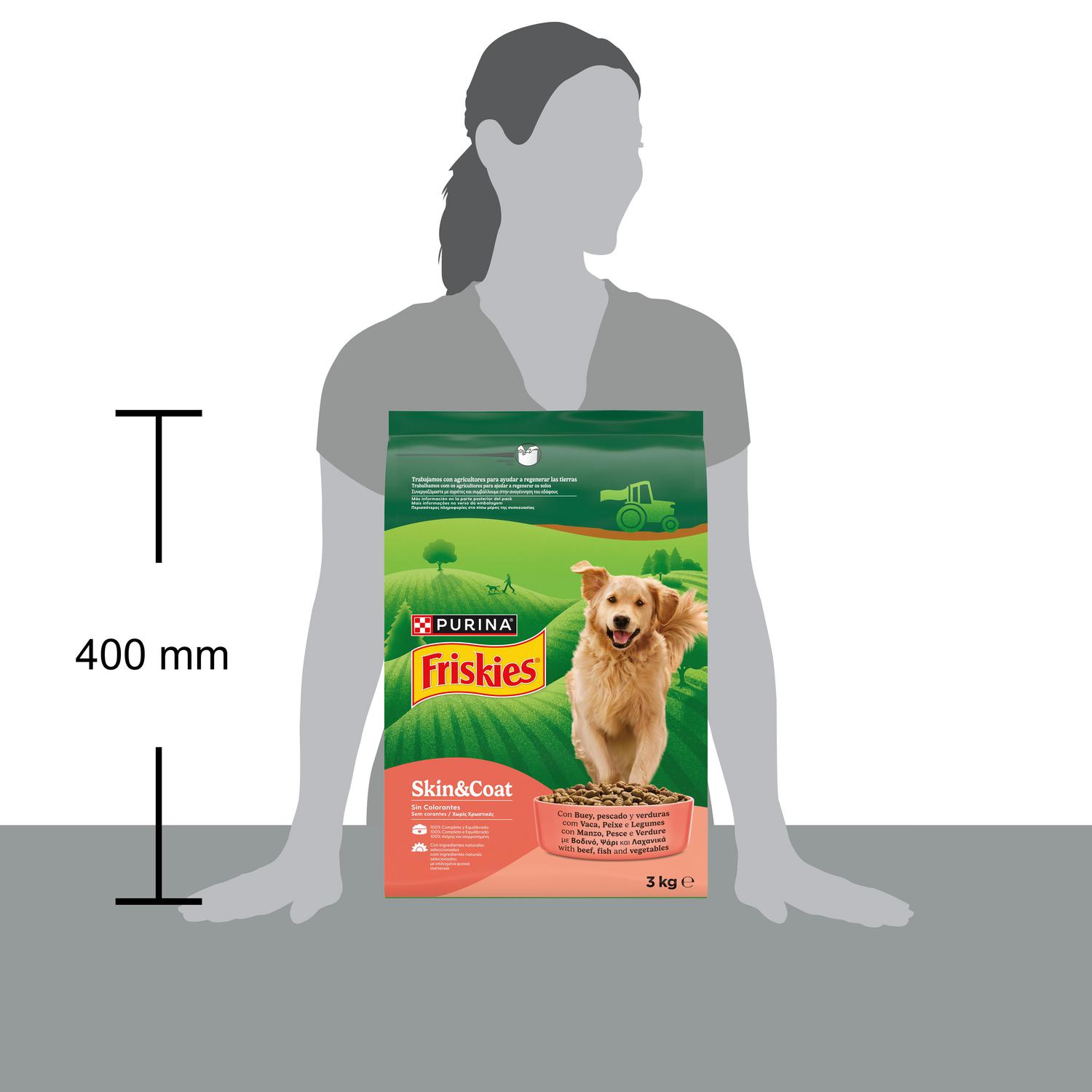 Pienso de buey y pescado para perro adulto Purina Friskies Vitafit Omega 3 Kg.
