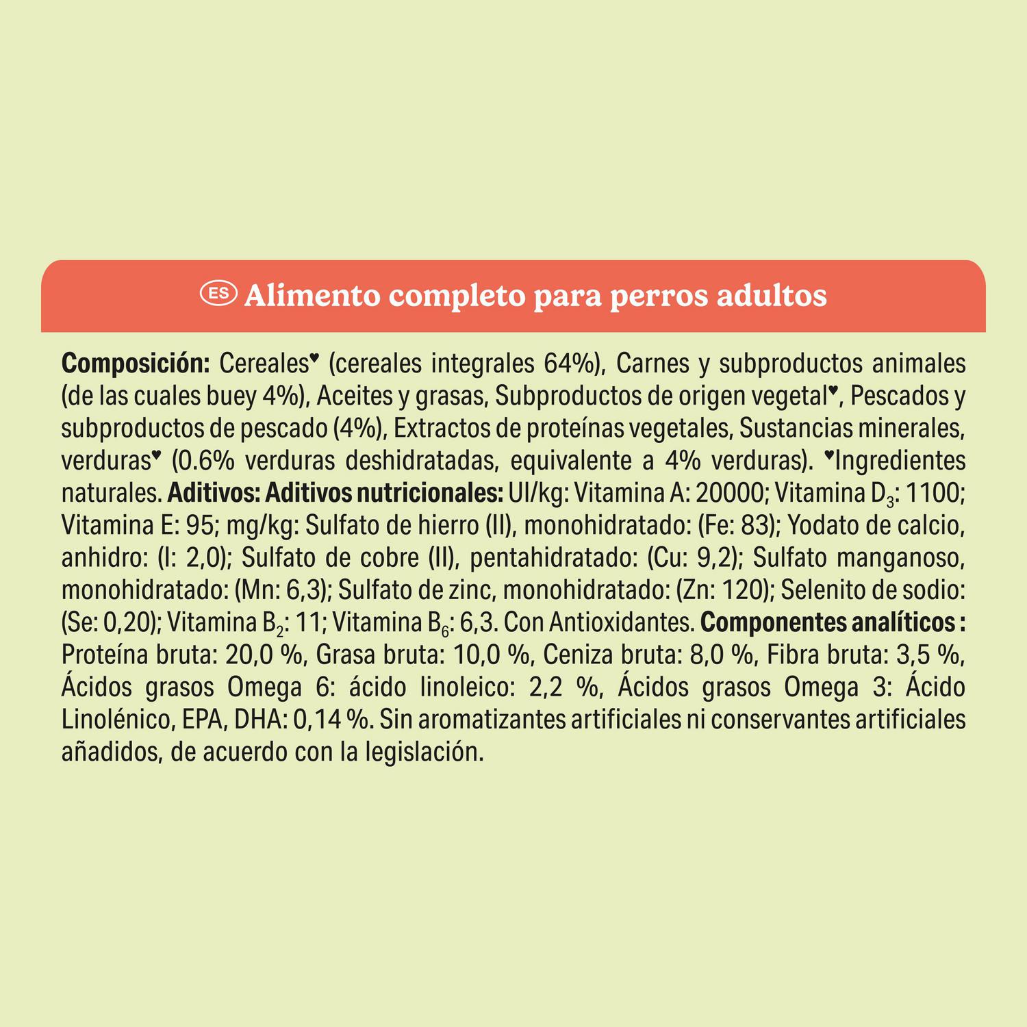 Pienso de buey y pescado para perro adulto Purina Friskies Vitafit Omega 3 Kg.