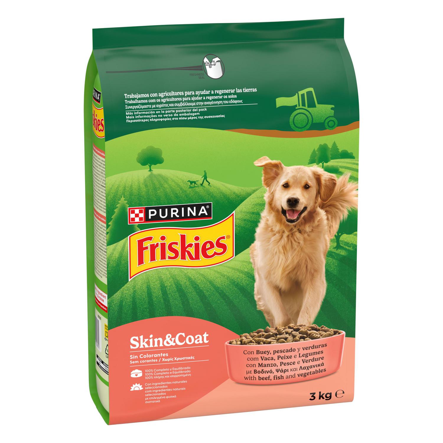 Pienso de buey y pescado para perro adulto Purina Friskies Vitafit Omega 3 Kg.