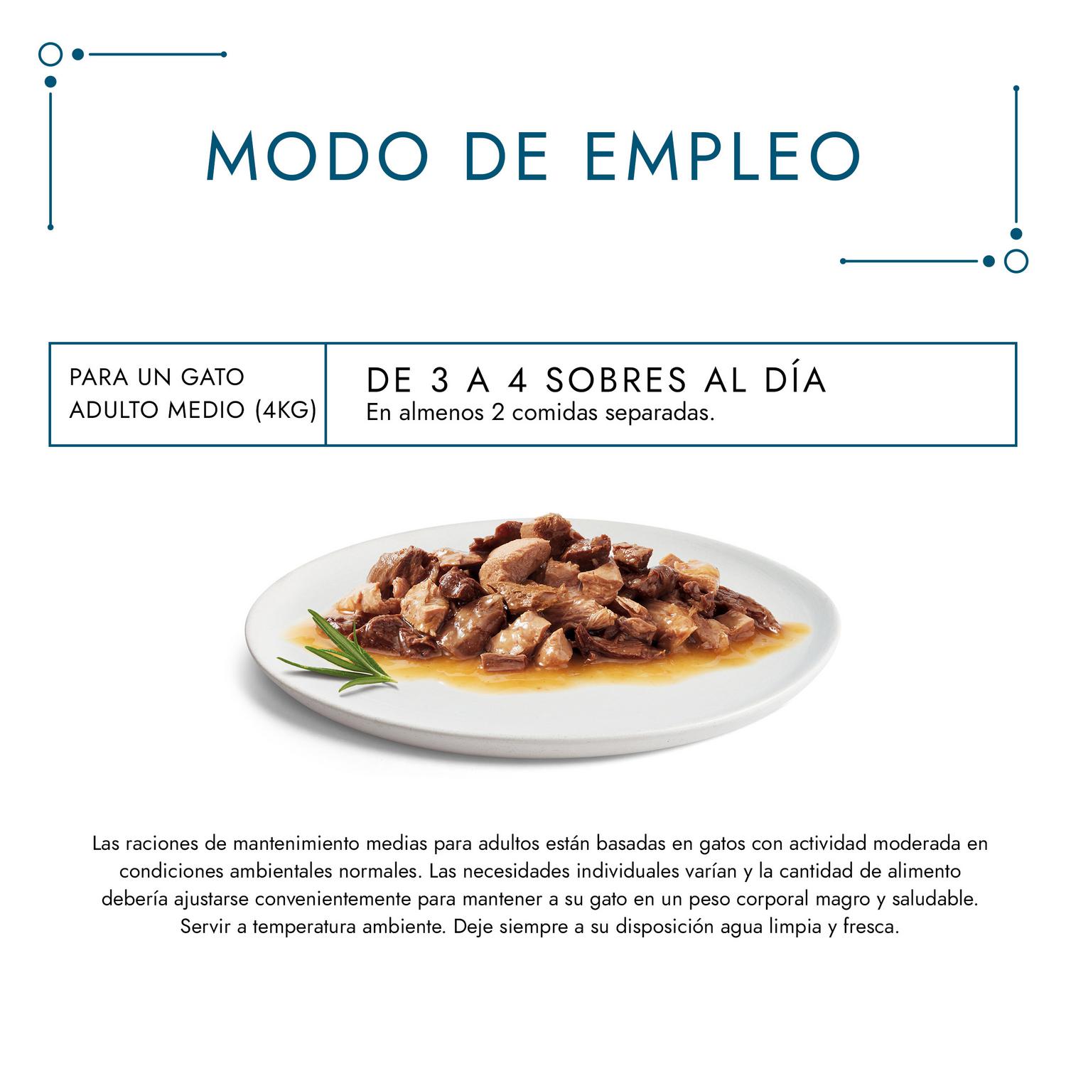Comida húmeda finas láminas duo carnes para gato adulto  Gourmet Perle  4x85 g.