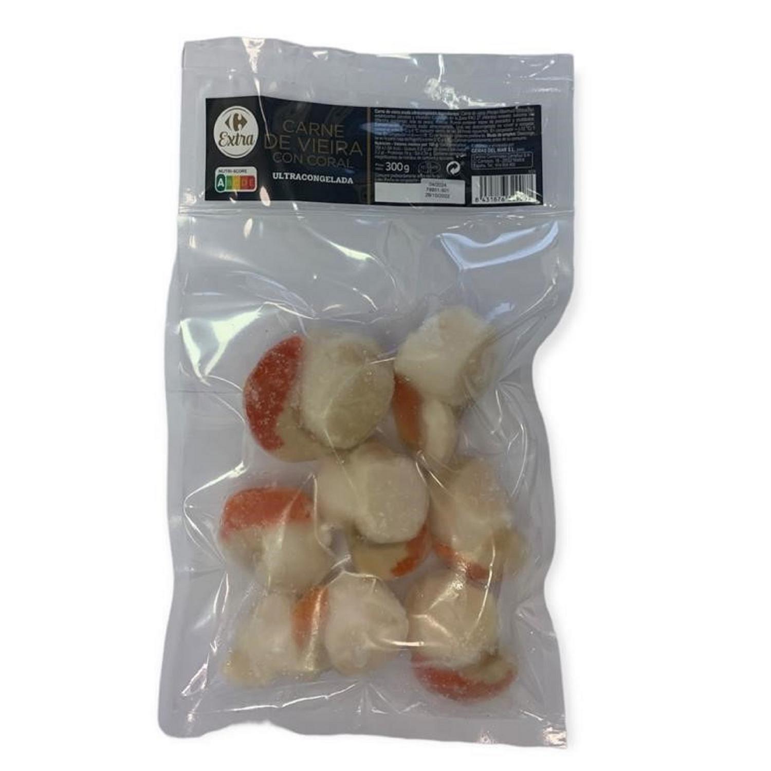 Carne de vieira con coral congelada Carrefour Extra 300 g.