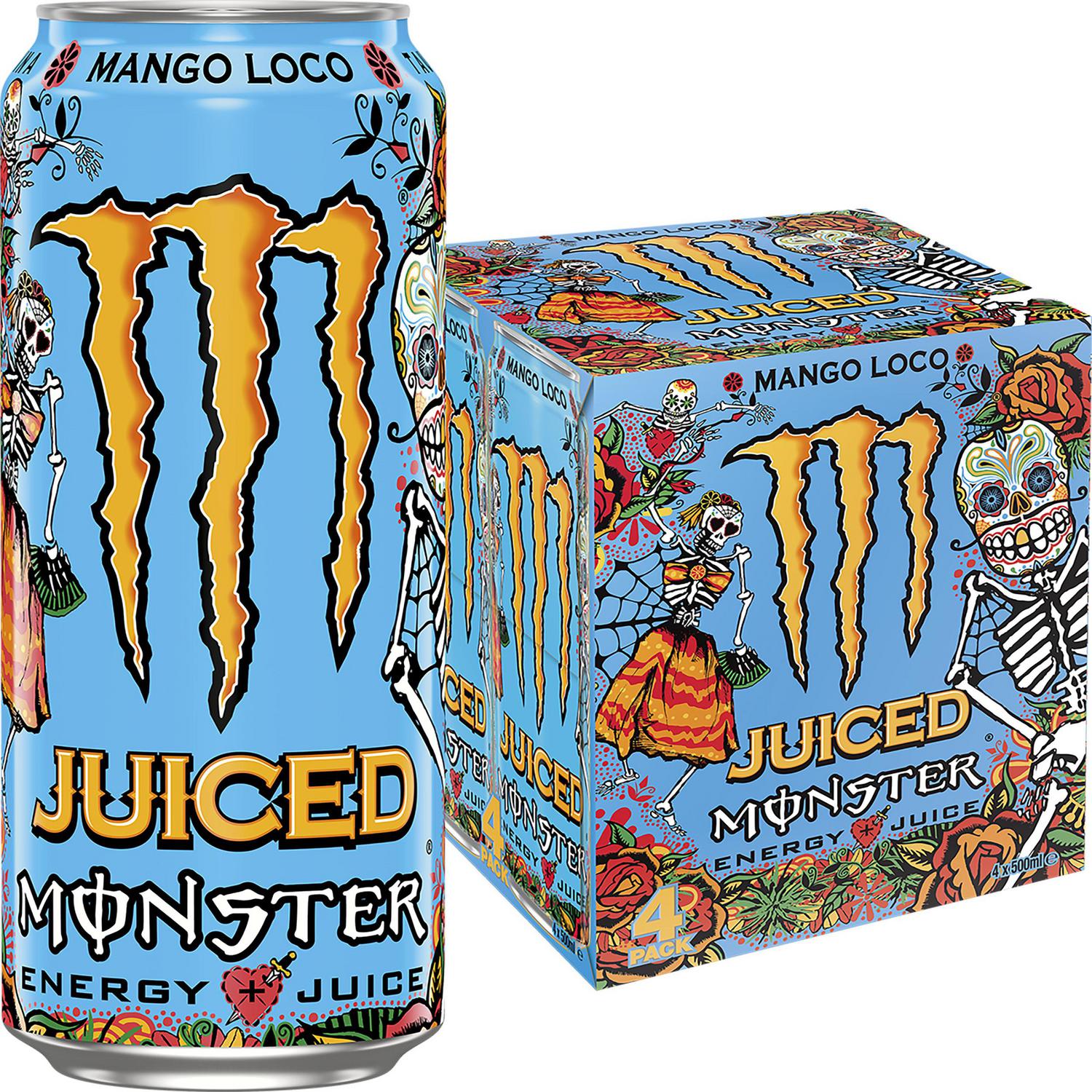 Monster Energy Juiced Bebida Energética mango loco pack 4 latas 50 cl.