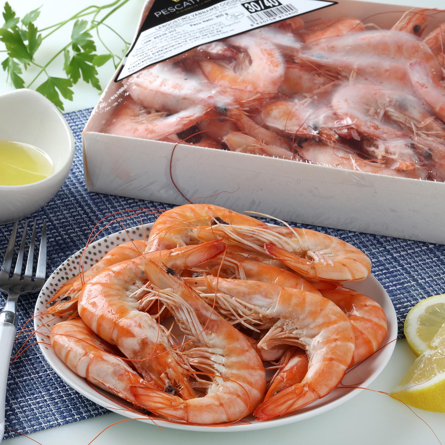 Langostino cocido congelado (30/40 ud) Pescatrade 900 g