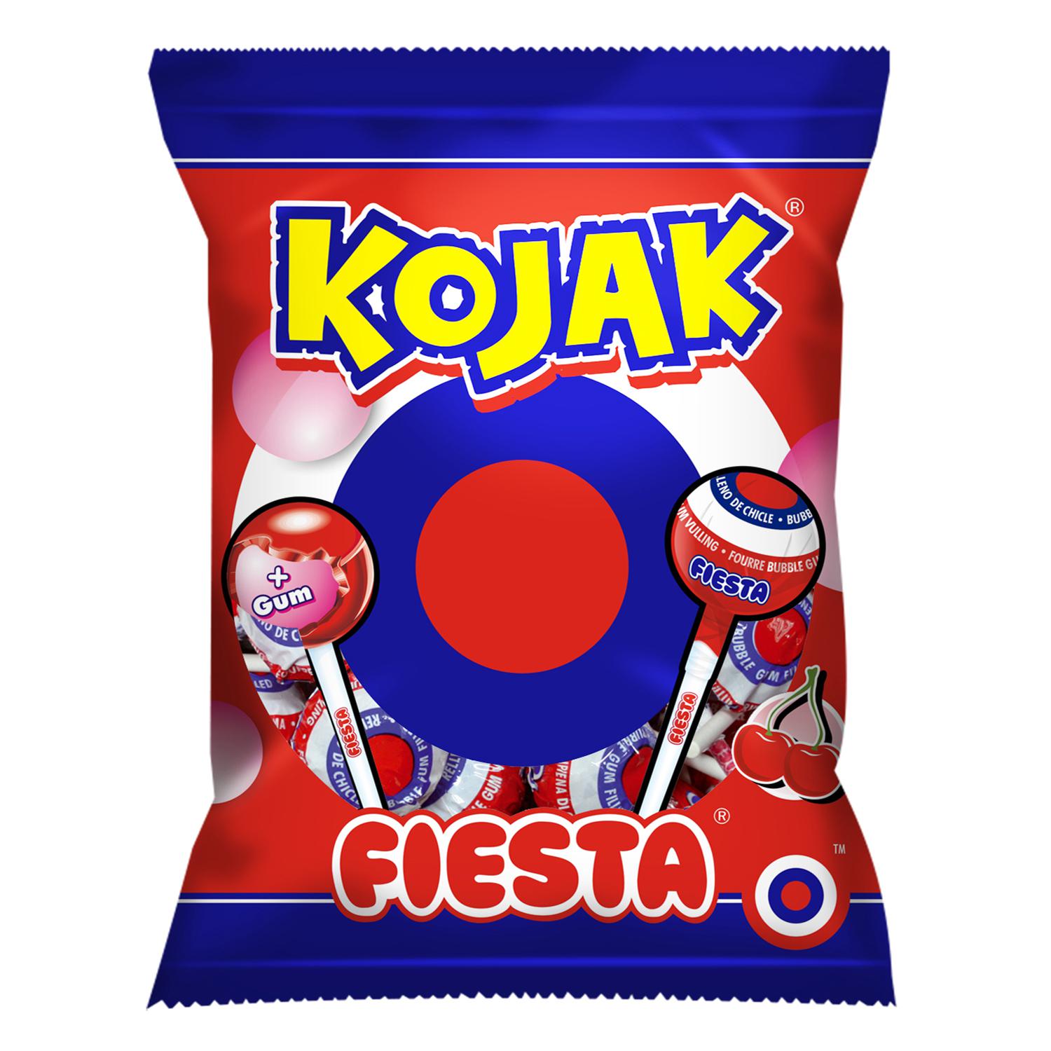 Caramelo con palo y chicle sabor cereza Fiesta 7 ud.
