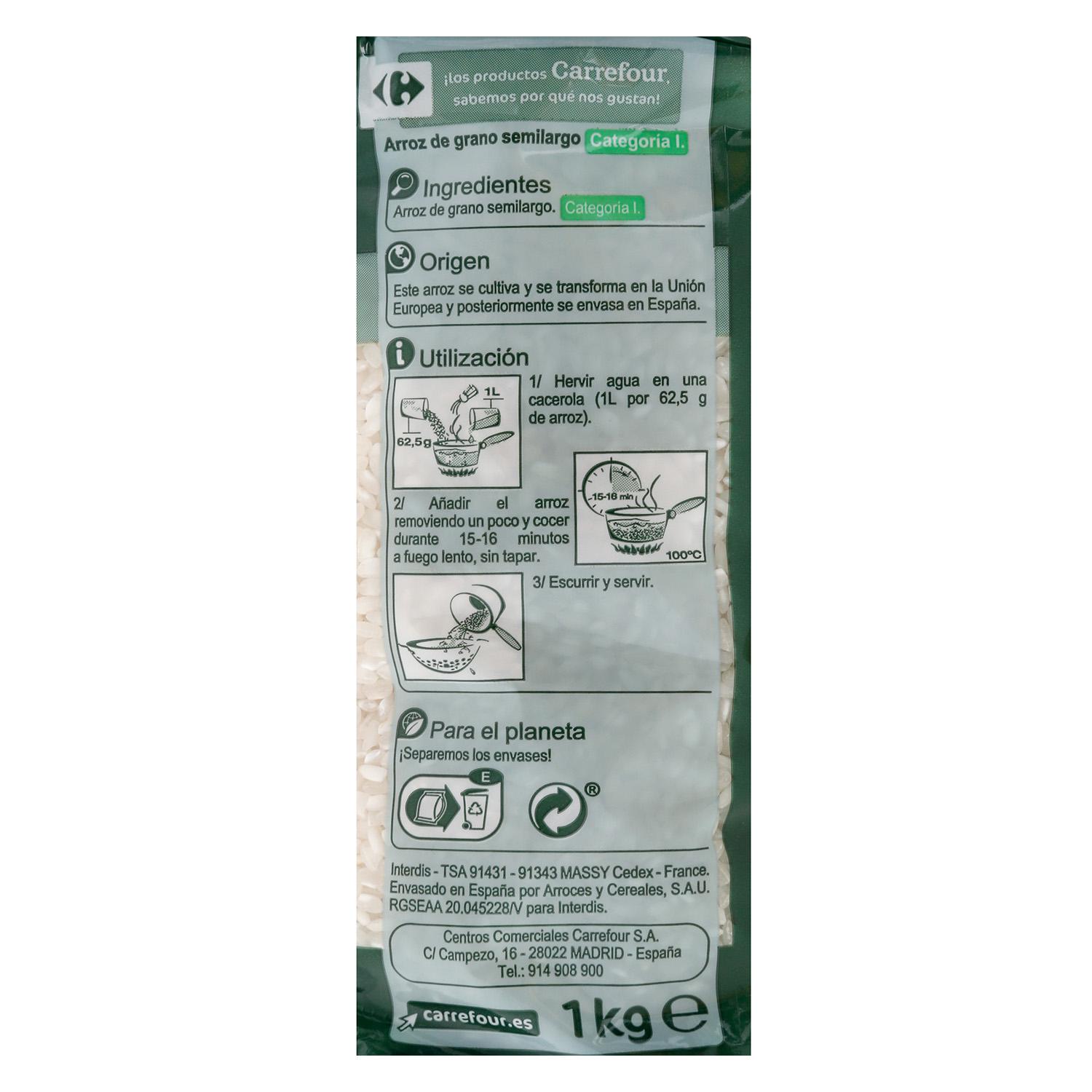 Arroz categoría primera Carrefour 1 kg.