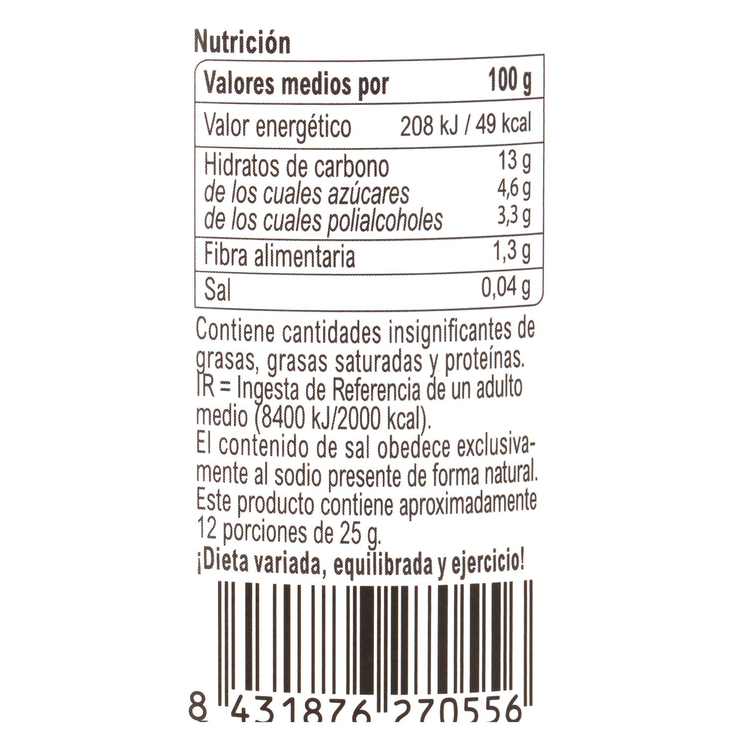 Confitura de melocotón categoría extra light Carrefour 300 g.