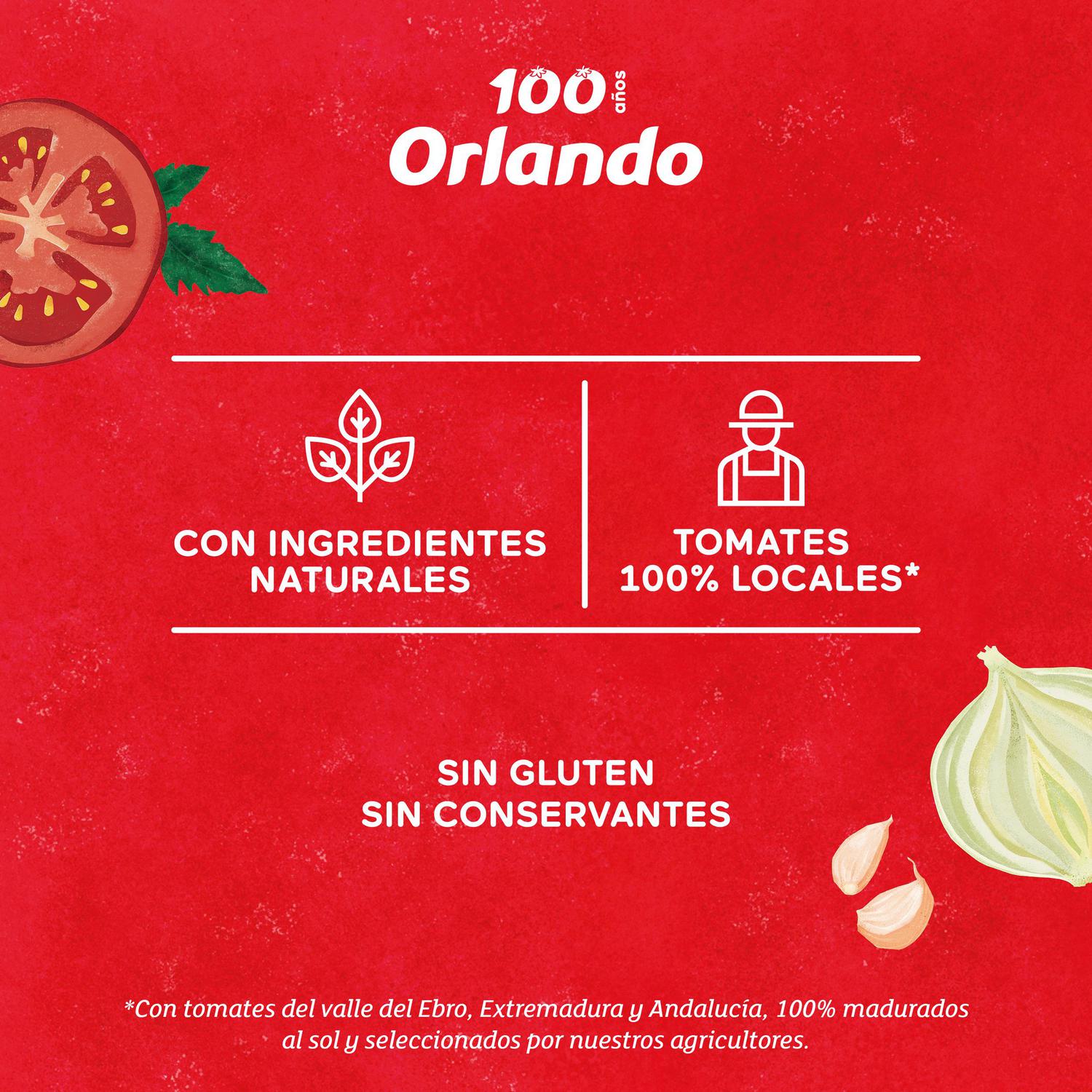 Tomate frito Orlando sin gluten pack de 3 briks de 212 g.