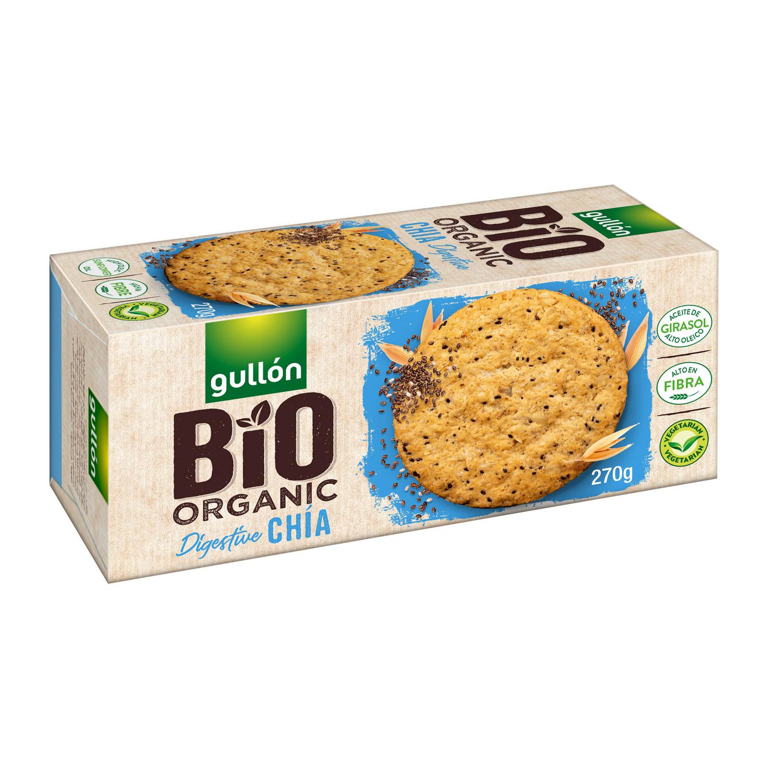 Galletas con cereales y chía ecológicas Digestive Gullón 270 g.