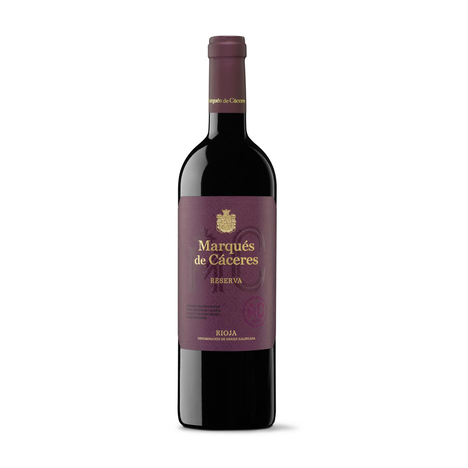 Vino tinto reserva tempranillo Marqués de Cáceres D.O.Ca. Rioja 75 cl.