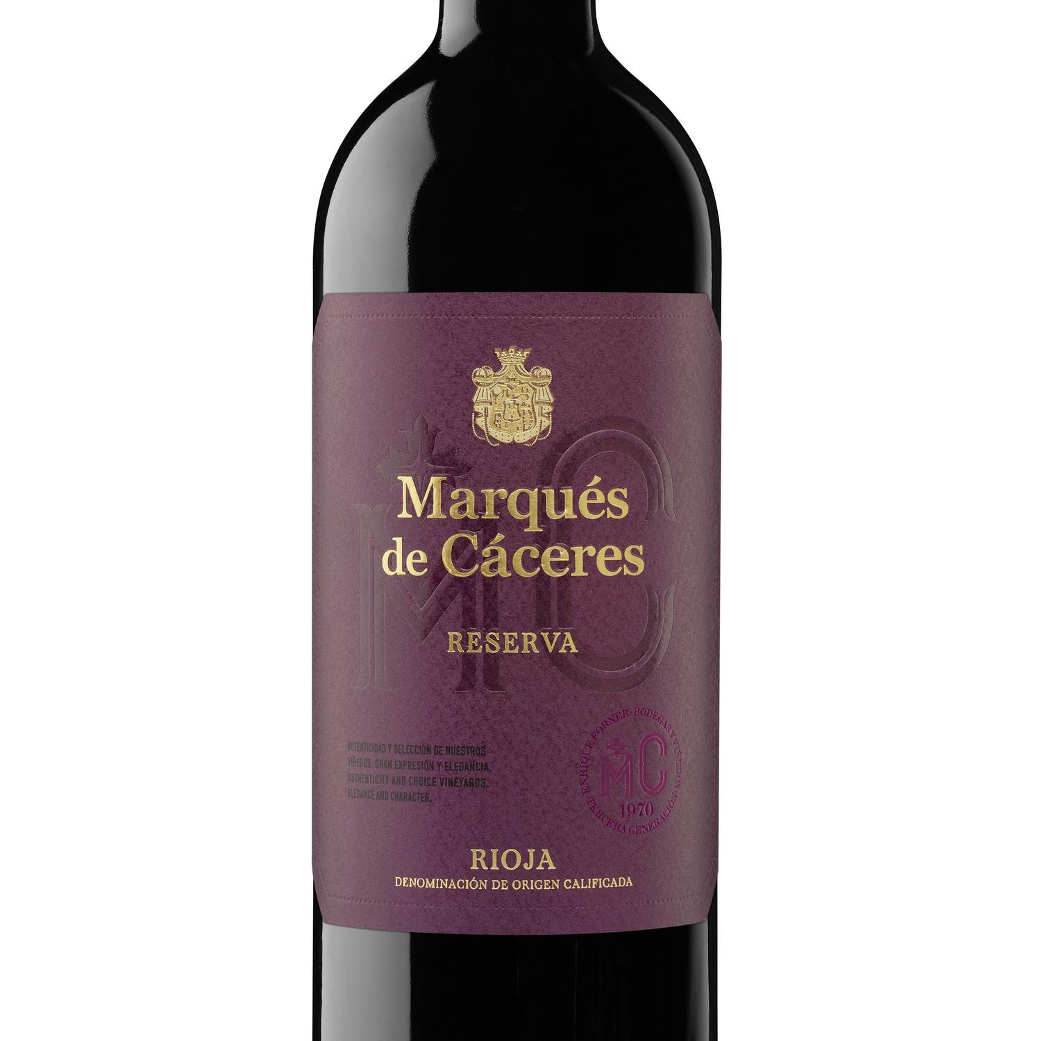 Vino tinto reserva tempranillo Marqués de Cáceres D.O.Ca. Rioja 75 cl.