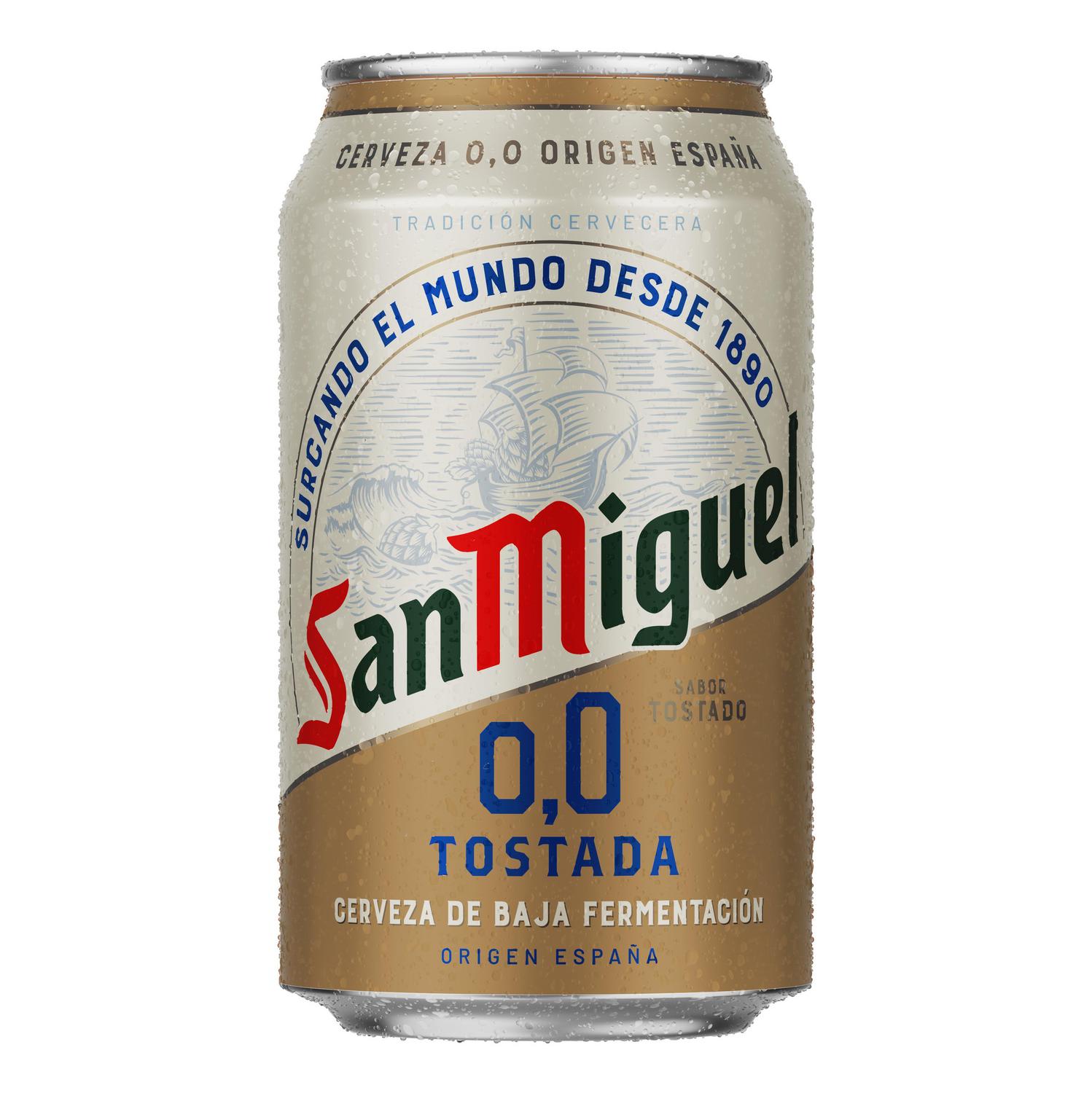 Cerveza tostada San Miguel 0,0 alcohol lata 33 cl.